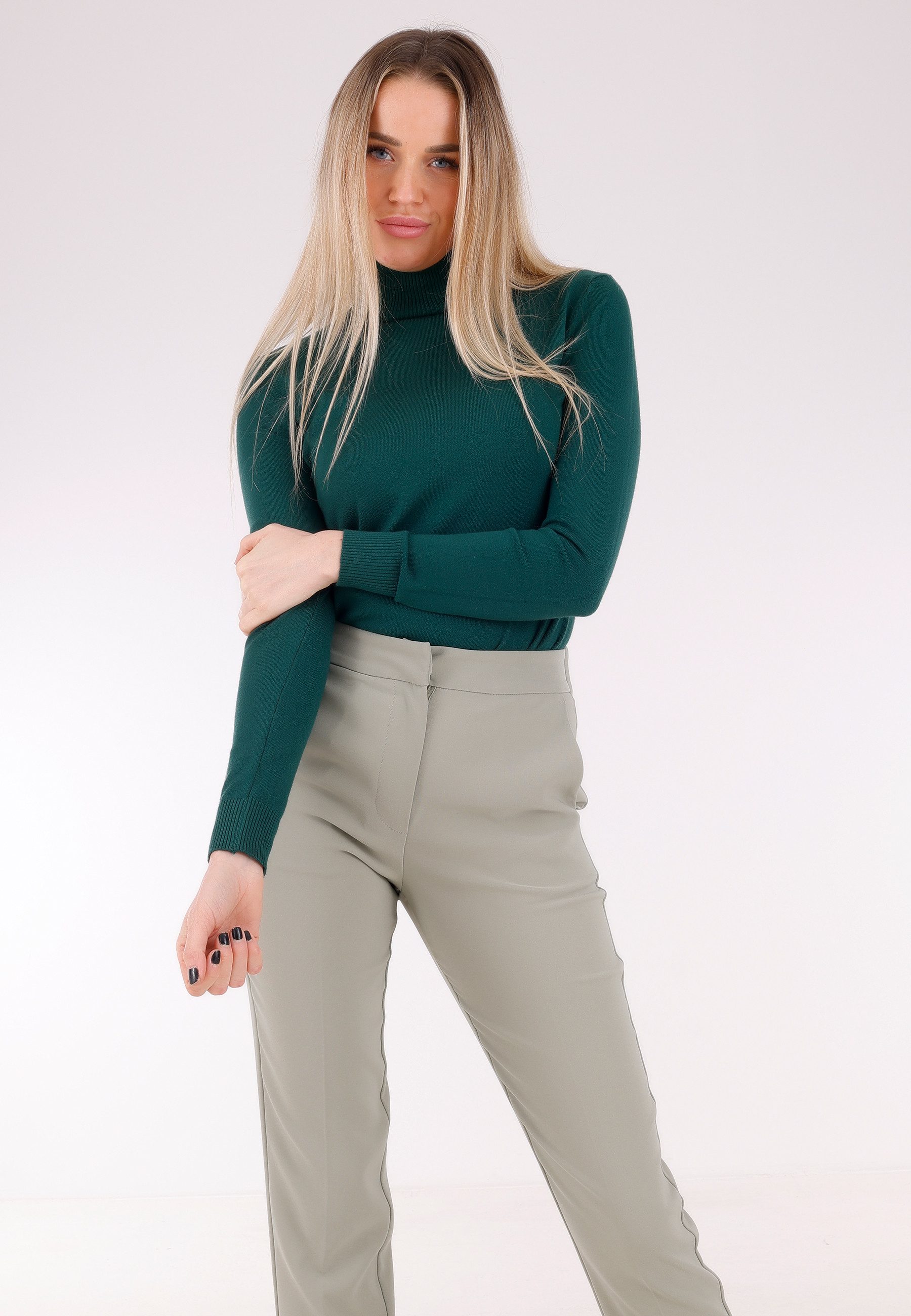 YC Fashion & Style Rollkragenpullover Feinstrick, One Size (34–42), Basic, figurnah (1-tlg) in Unifarbe