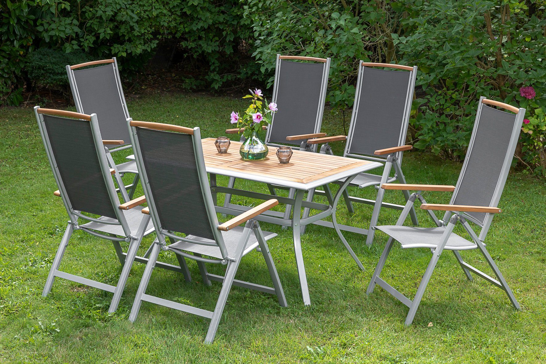 Garten-Essgruppe MERXX Klappsessel mit aus langlebigem Textilbezug Aluminium Siena,