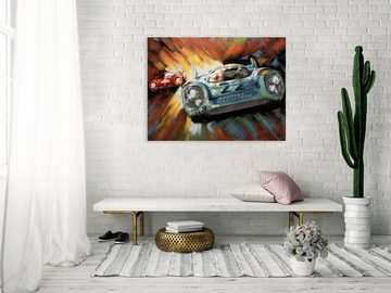 KUNSTLOFT Metallbild Racing Duel 100x75 cm, handgefertiges Wandrelief 3D