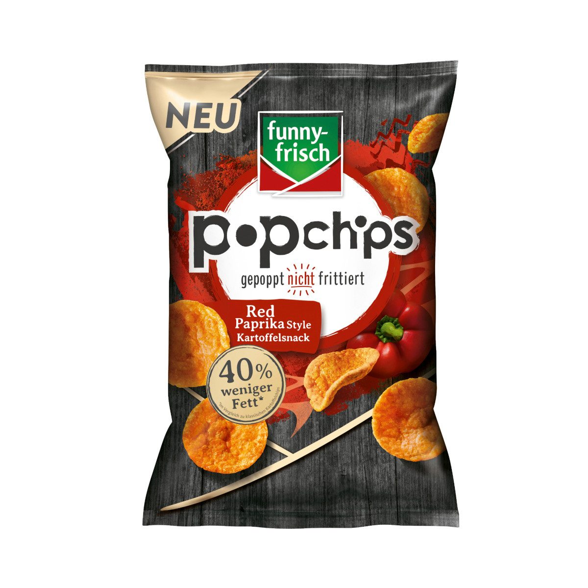funny-frisch Knabberei, funny frisch Popchips Kartoffelsnack mit Red Paprika Style 80g