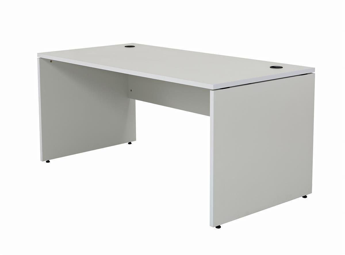 Schreibtisch Nuvi,180 inkl. Schreibtisch Monitorständer Kabelkanal, cm, grau Dekor Furni24