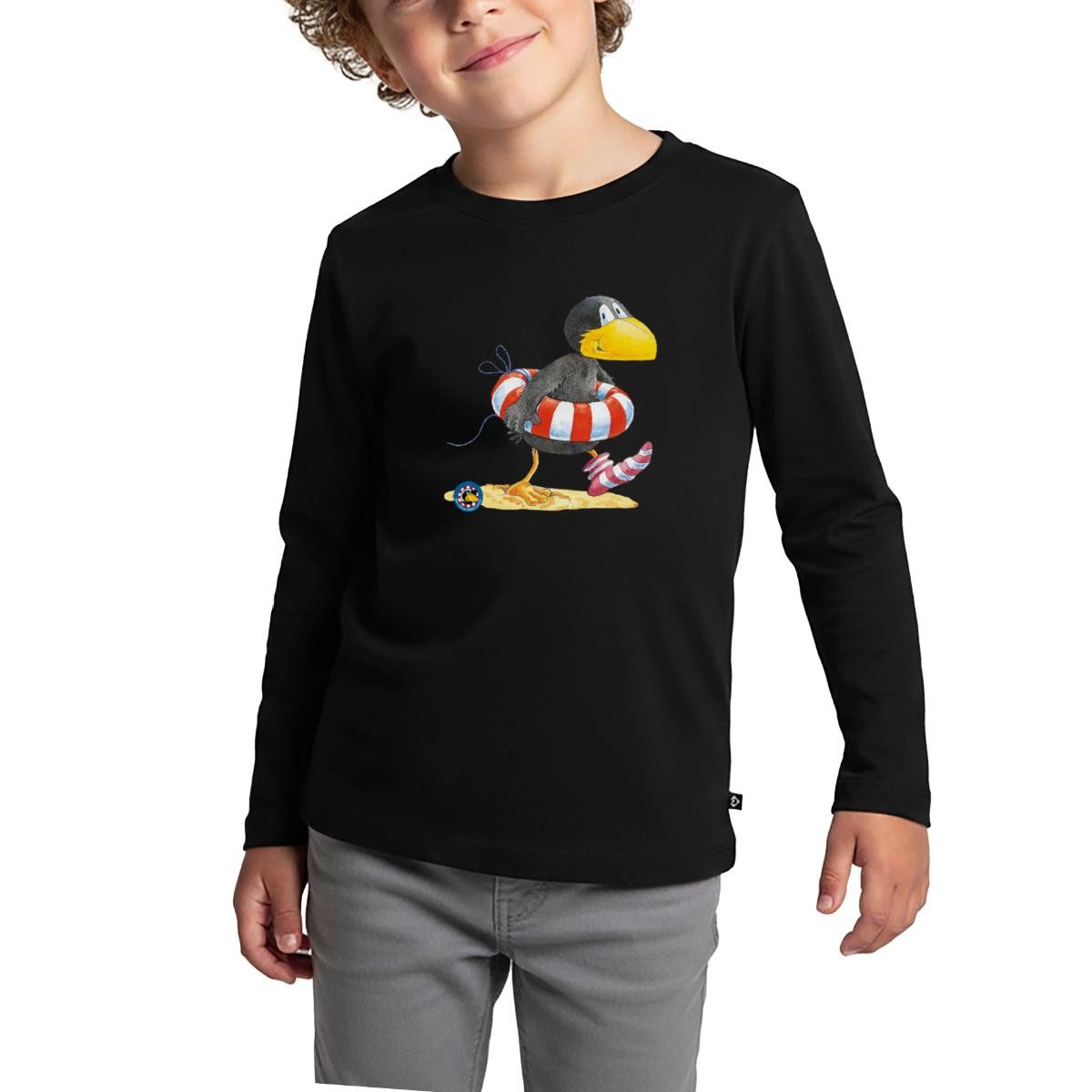 Spreadshirt T-Shirt Der kleine Rabe Socke mit Schwimmreifen Kinder Premium Langarmshirt (1-tlg)
