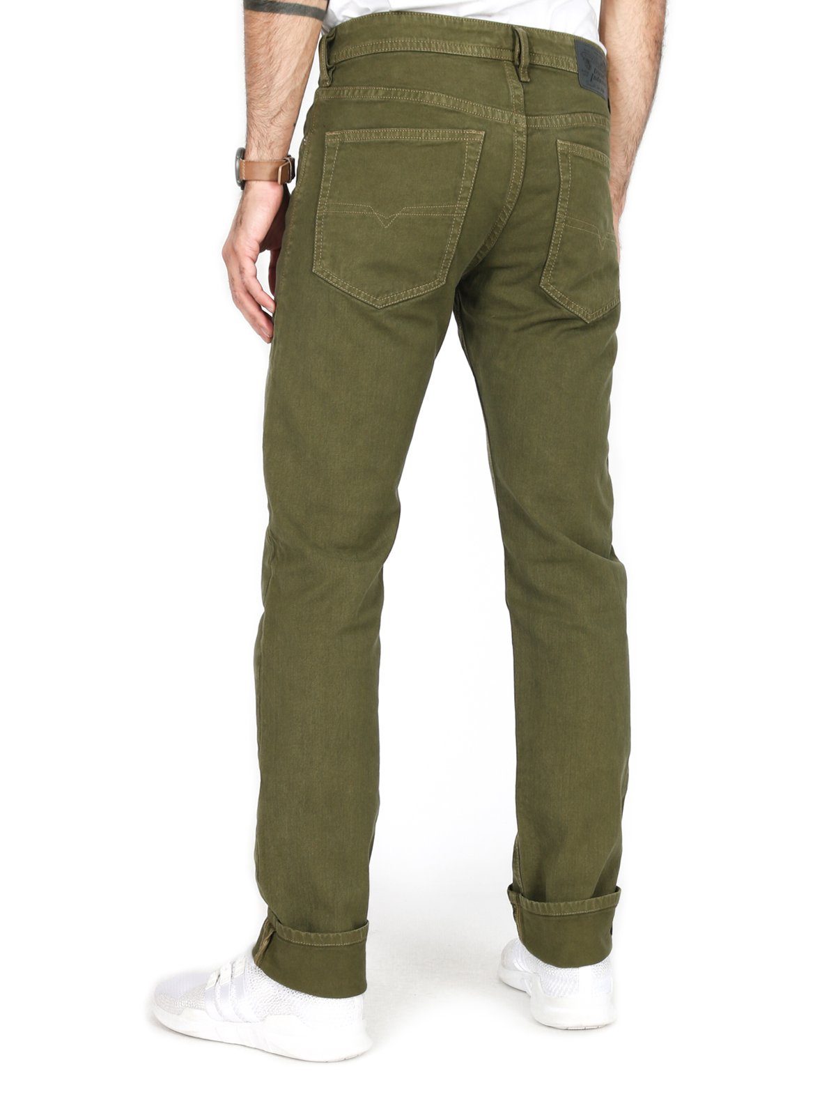 Herren Jeans Diesel Slim-fit-Jeans Regular Slim Stretch Hose - Buster R99S6 Olivgrün