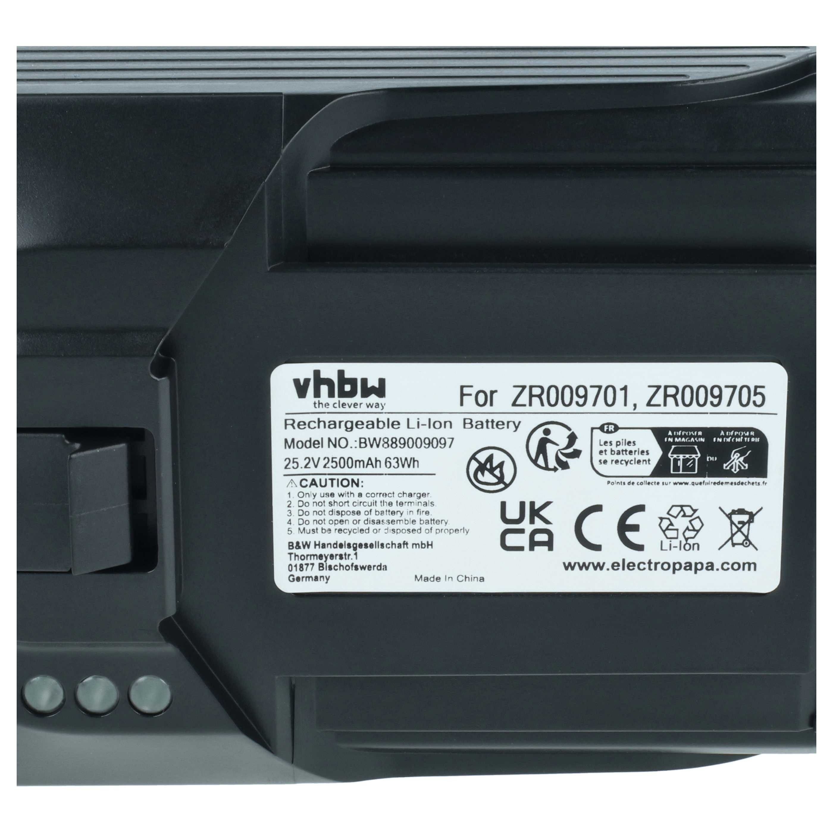 vhbw passend für Rowenta X-FORCE FLEX 11.60, X-FORCE FLEX 12.60, X-FORCE 11 Staubsauger-Akku Akku Li-Ion 2500 mAh (25,2 V, 1 St), Leistungsfähiger Austausch-Akk – Bild 5 von 5