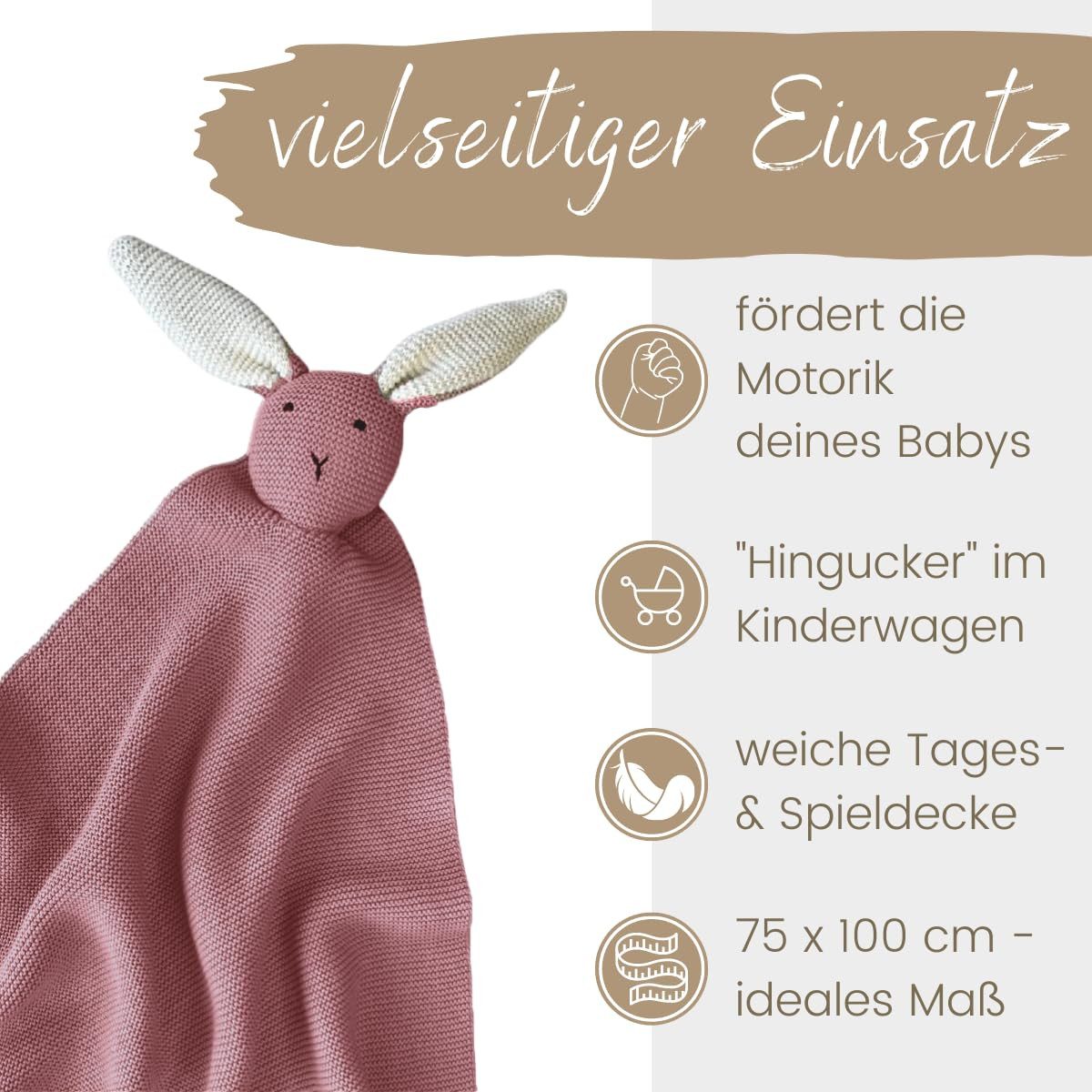 Babydecke DIKOS® Babydecke SCHMUSE-HASE Baby Geschenk Mädchen Junge Geschenkset, DIKOS, Geschenk zur Geburt, PREMIUM Qualität, 100 % BIO Baumwolle, nachhaltig – Bild 5 von 5