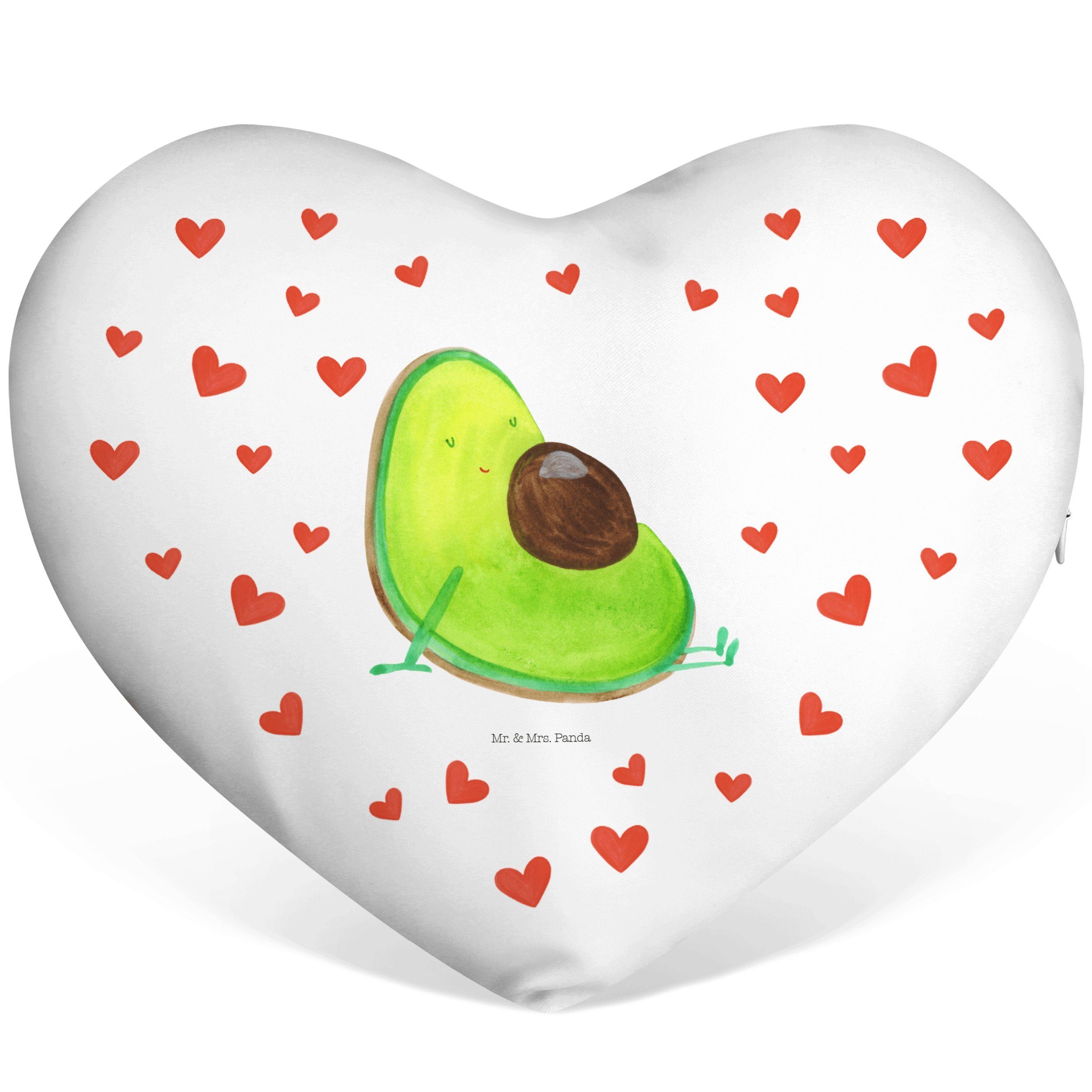Mr. & Mrs. Panda Vegan, Dekokissen - Kissen, - Avocado große Herz Geschenk, Weiß Liebe, schwanger