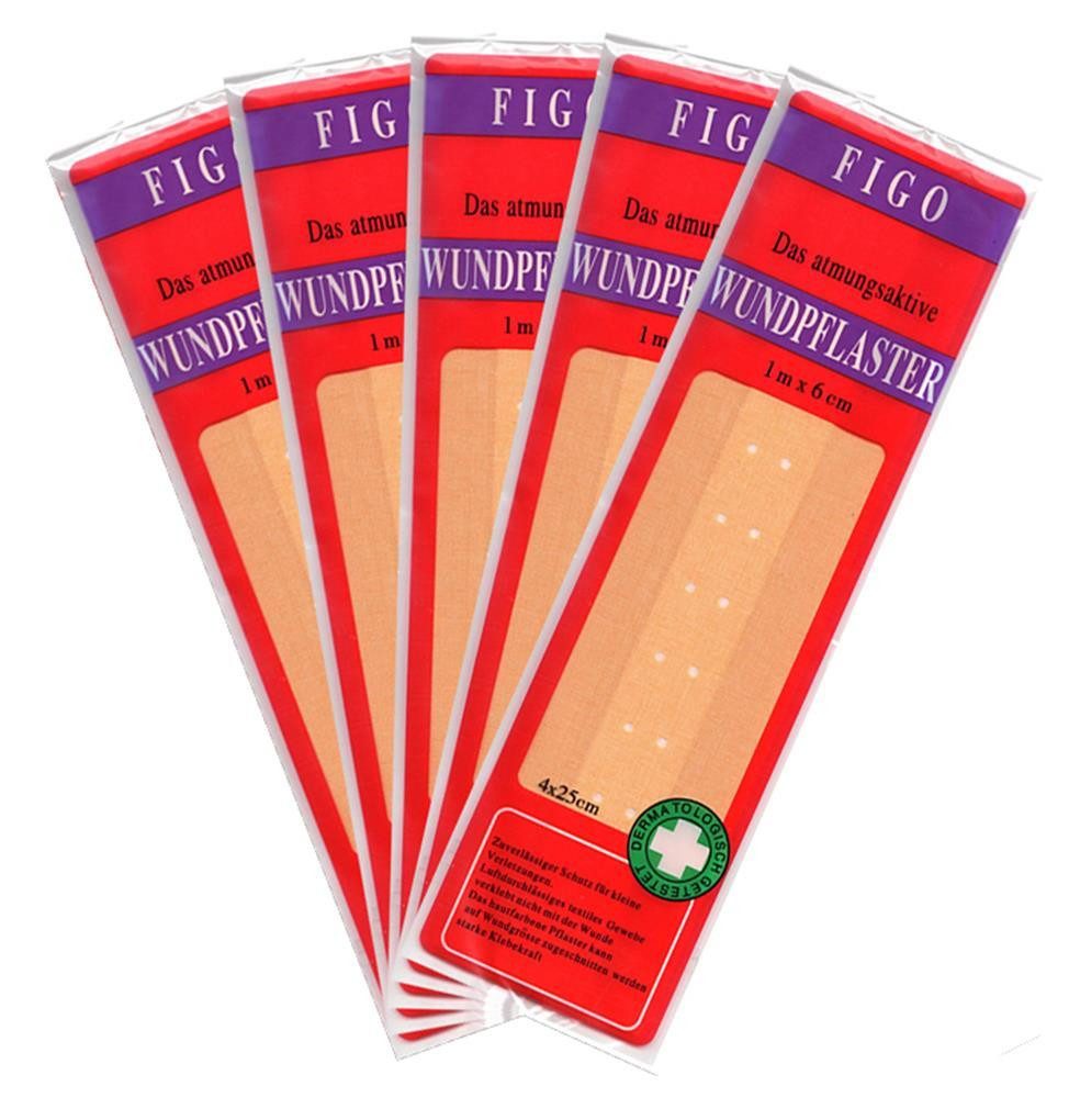 varivendo Wundpflaster Wundpflaster rot 5m, atmungsaktiv, 5er Set (Meter, 5 St., Wundpflaster), Wundpflaster Wundversorgung Pflaster Erste Hilfe