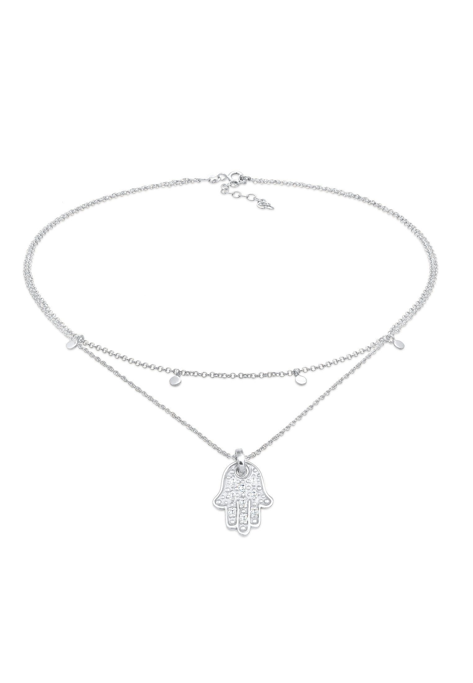 Collier Choker Plättchen Fatimas Hand Zirkonia 925 Silber