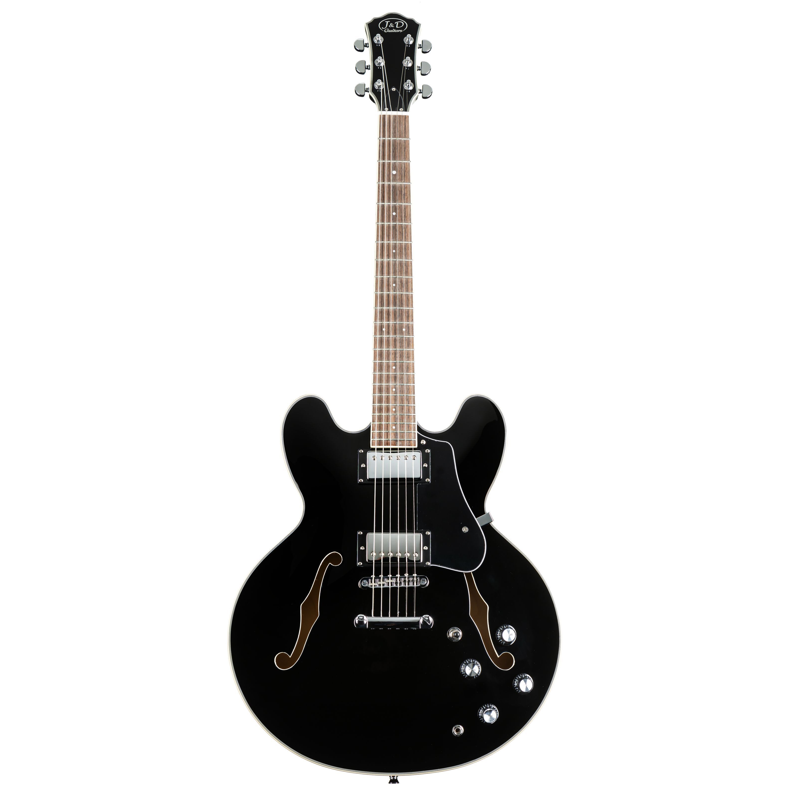 J & D Halbakustik-Gitarre, Halb-Akustik Gitarren, Semi Hollow-Modelle, SH-1 II Black - Halbakustik Gitarre