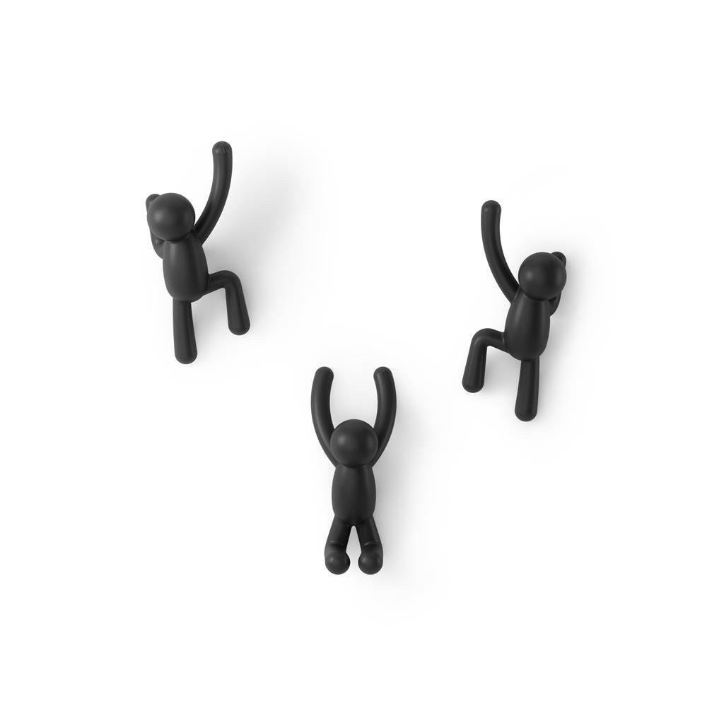 Umbra Wandhaken BUDDY HOOK (3) BLACK, Dekorative Wandhaken, 3er-Set, Garderobenhaken, schwarz
