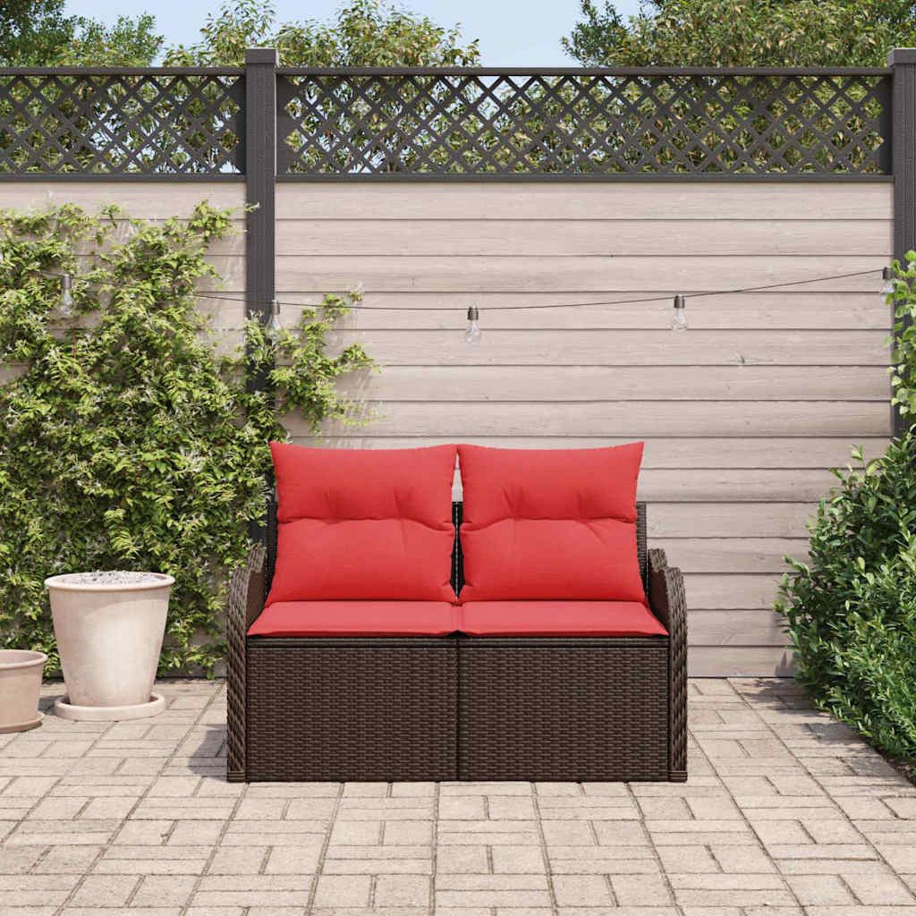vidaXL Loungesofa Garten-Sofa mit Kissen 121 x 62 x 69 cm Poly-Rattan, 1 Teile