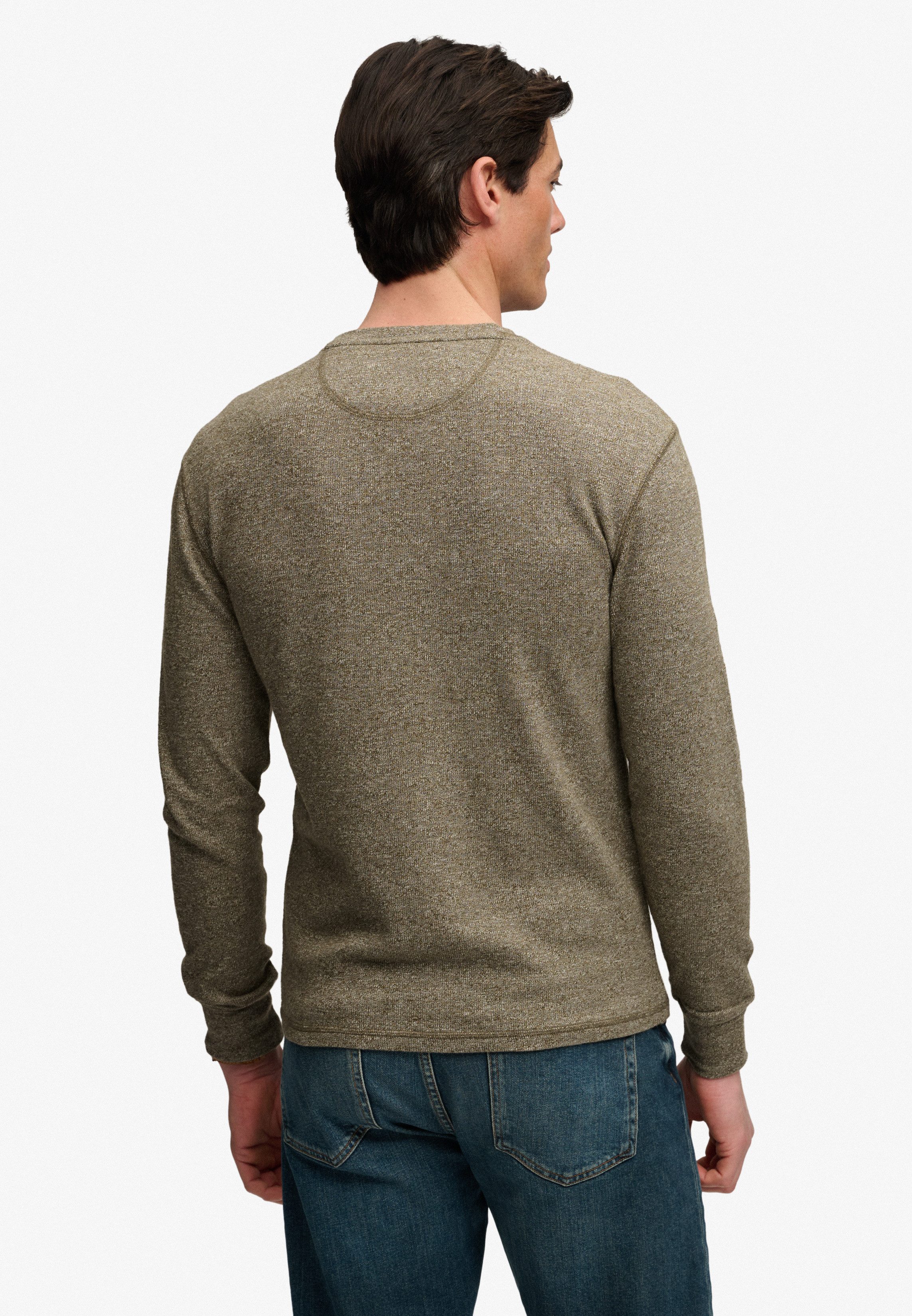 Superdry Langarmshirt CLASSIC SLUB WAFFLE TOP aus Baumwolle, Relaxed Fit, mit Rundhalsausschnitt