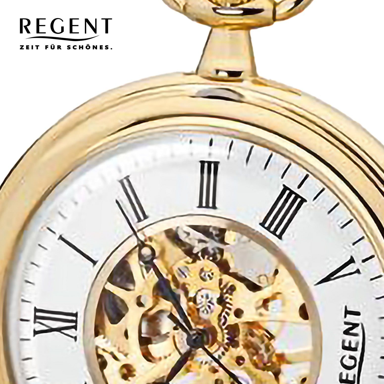 Regent Taschenuhr Regent Herren Taschenuhr (ca. rund, Herren extra Elegant (Analoguhr), goldfarben Analog Taschenuhr Metall, 50mm), groß Gehäuse