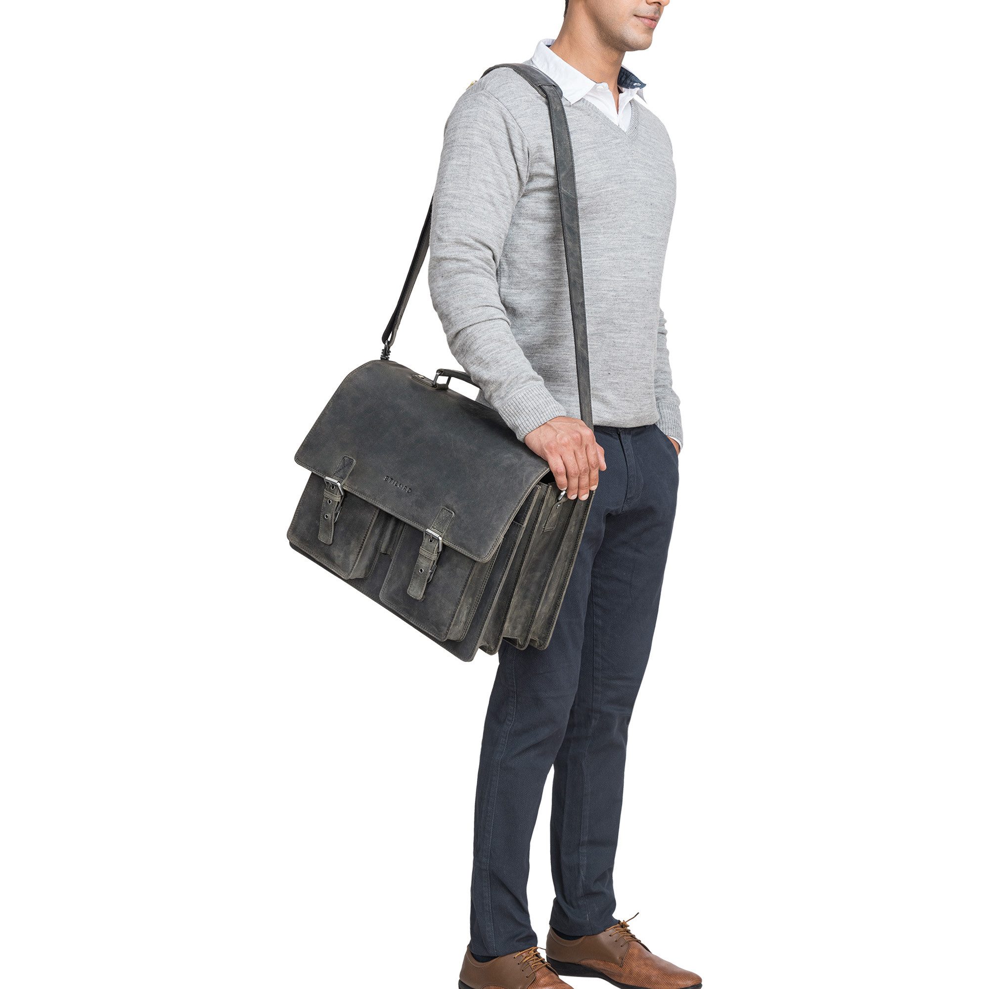 STILORD Aktentasche "Anton" Aktentasche Leder XL günstig online kaufen