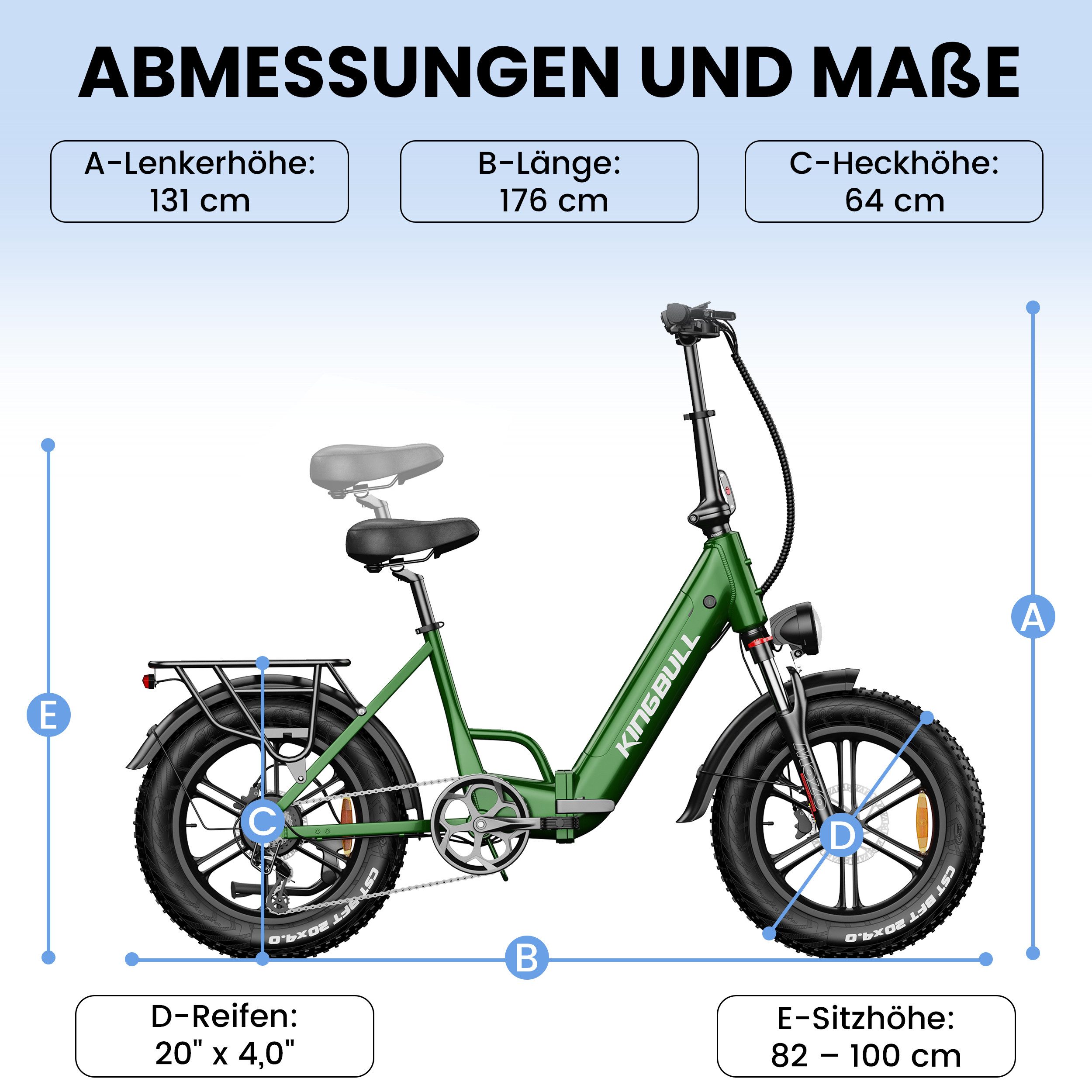 Vankel E-Bike Cityrad KLR herren Elektrofahrrad 648WH cityrad 20×4.0 damen 13.5AH max.100km, Kettenschaltung, Heckmotor, 648 Wh, (Beleuchtungsset mit Batterieladegerät, Batterieschlüssel, Werkzeug), 7 Gang, 648Wh Akku, Elektrofahrrad mit Gepäckträger, E-bikes