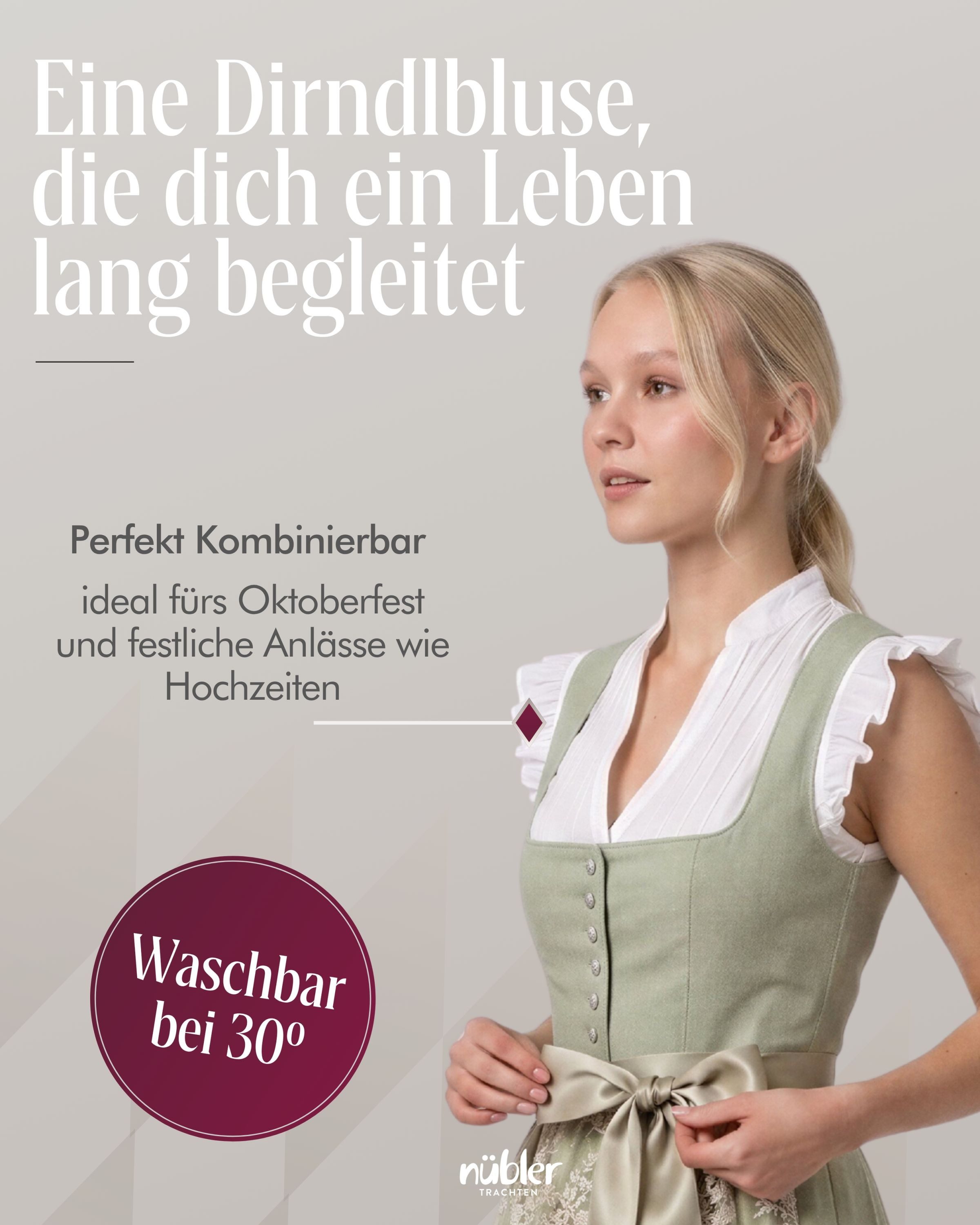 Nübler Dirndlbluse Dirndlbluse Tina Kurzarm in Creme von Nübler – Bild 3 von 5
