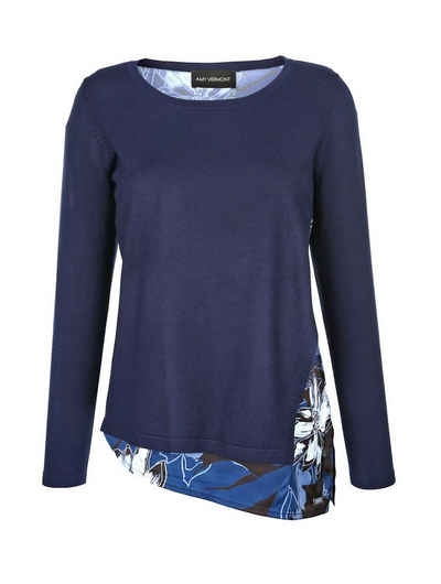 Amy Vermont Wickelpullover AMY VERMONT Damen Marken-2-in-1-Pullover, blau