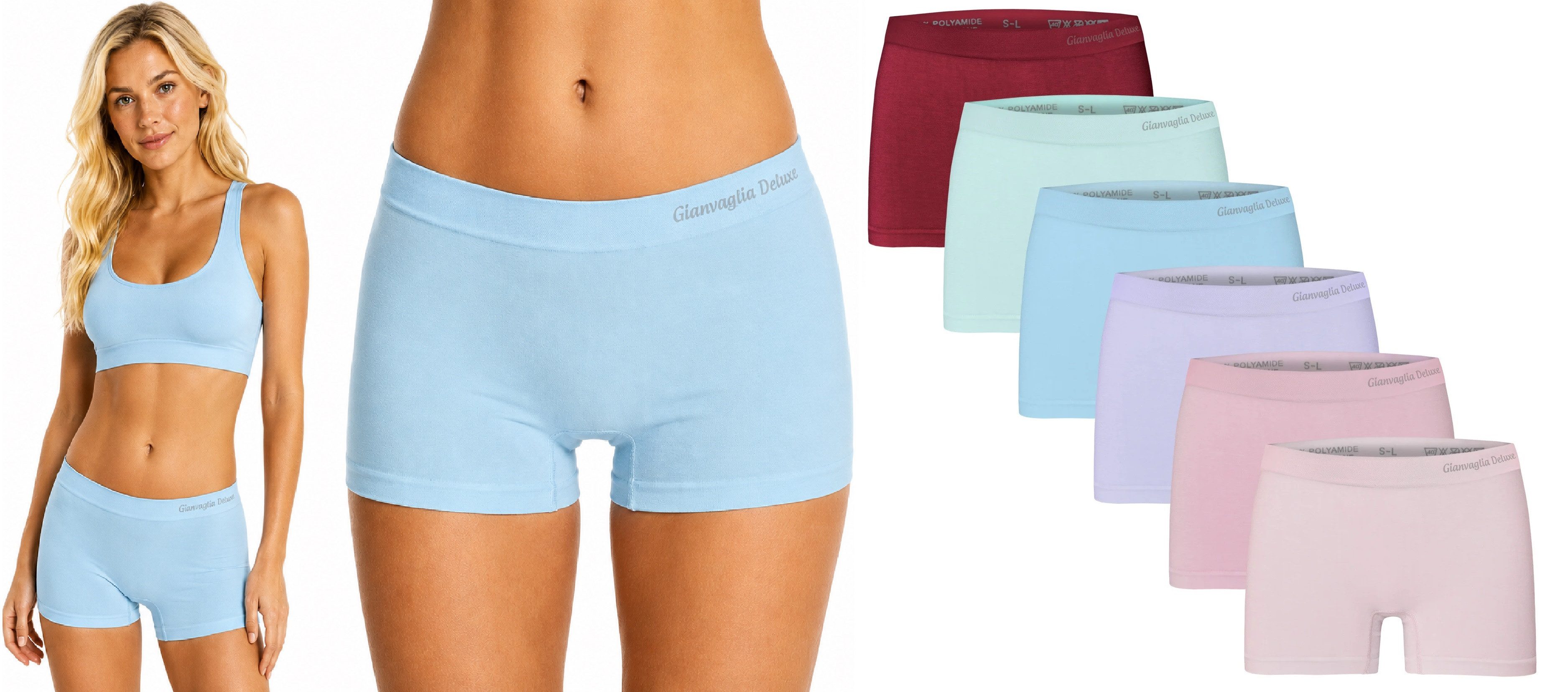 Rungassi Boxershorts 6er Pack Deluxe Damen Boxershort Slips Panty Hot Pants Hipster 3010