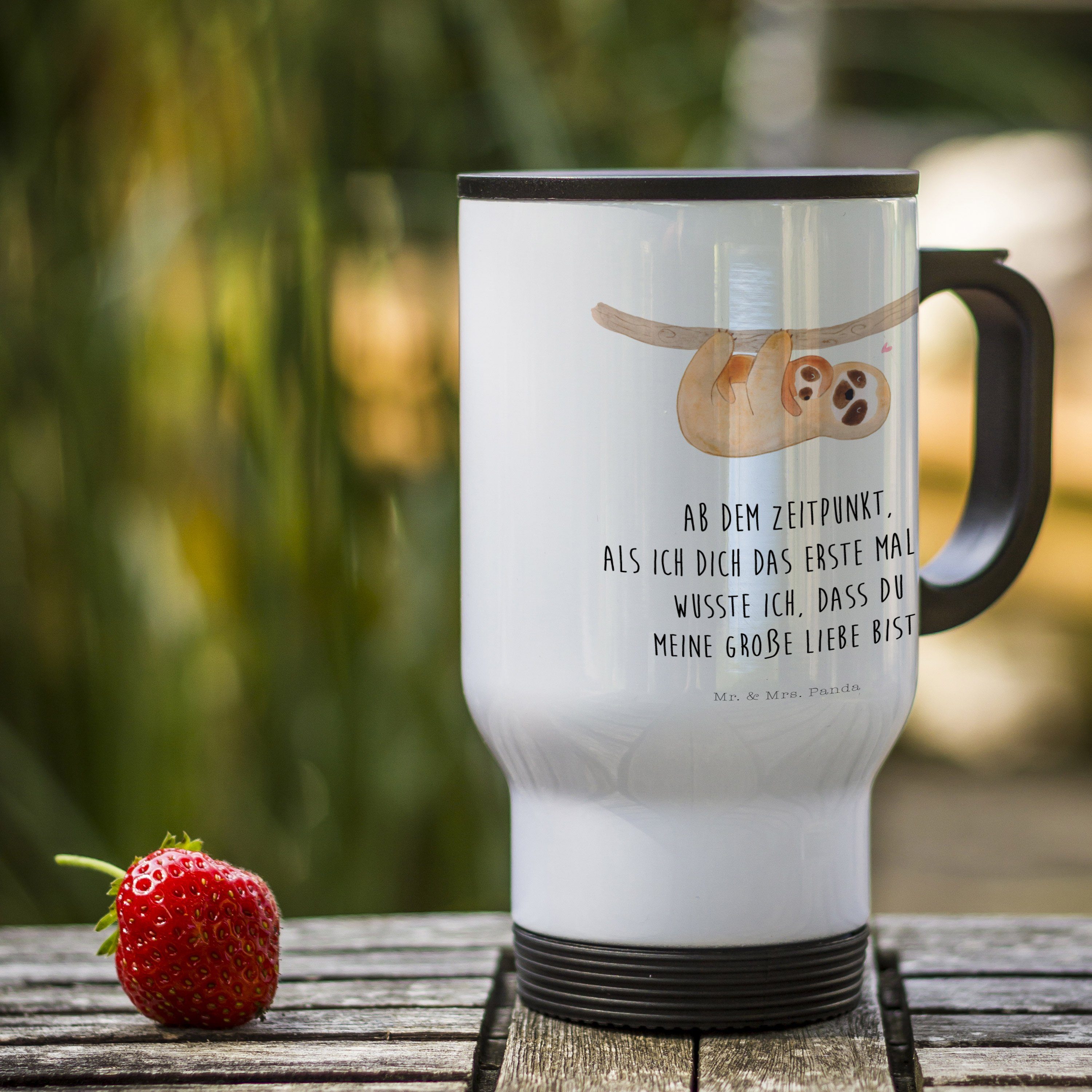 Mr. & Mrs. Panda Thermobecher Faultier Kind, Kaffeebecher To Go, Weiß, Liebe, Thermobecher, Edelsta, Edelstahl, Thermobecher Mit Motiv Niedlichkeit Thermobecher Für Kaffee