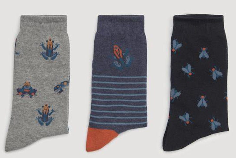 3er Socken grau (3-Paar) Fliege Herren MORA Socken blau Strümpfe Frosch YSABEL Pack Mora Ysabel