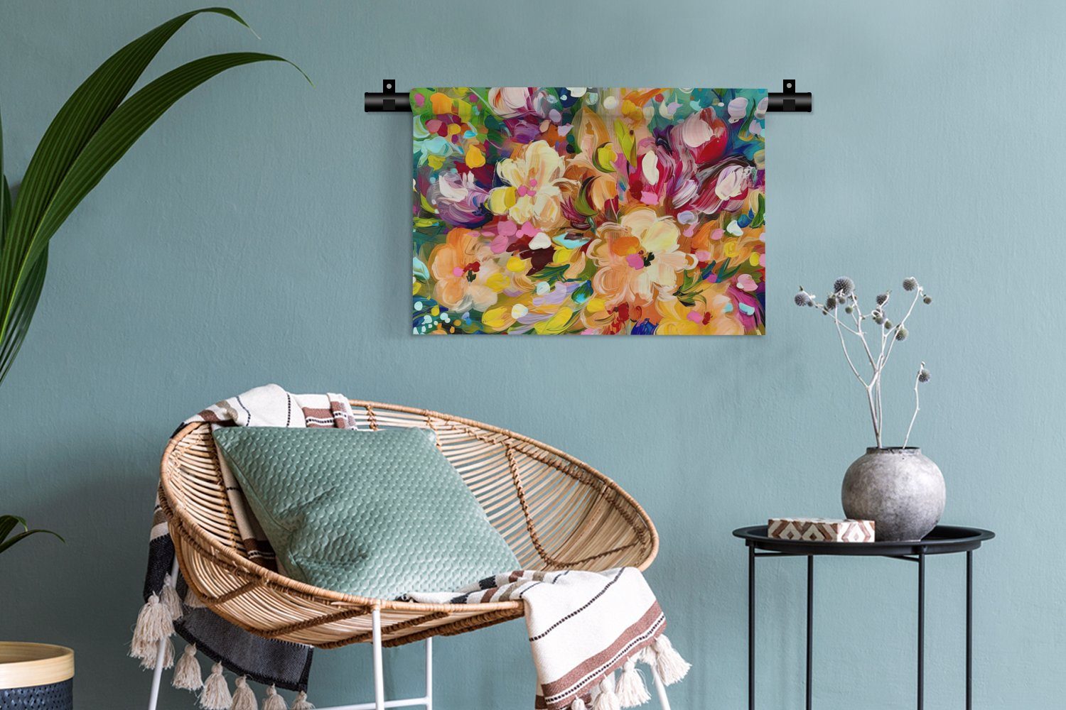 MuchoWow Wanddekoobjekt Gemälde - Wanddeko - Ölfarbe für Regenbogen, Kinderzimmer - Blumen Schlafzimmer, Wohnzimmer, Kleid, Wandbehang
