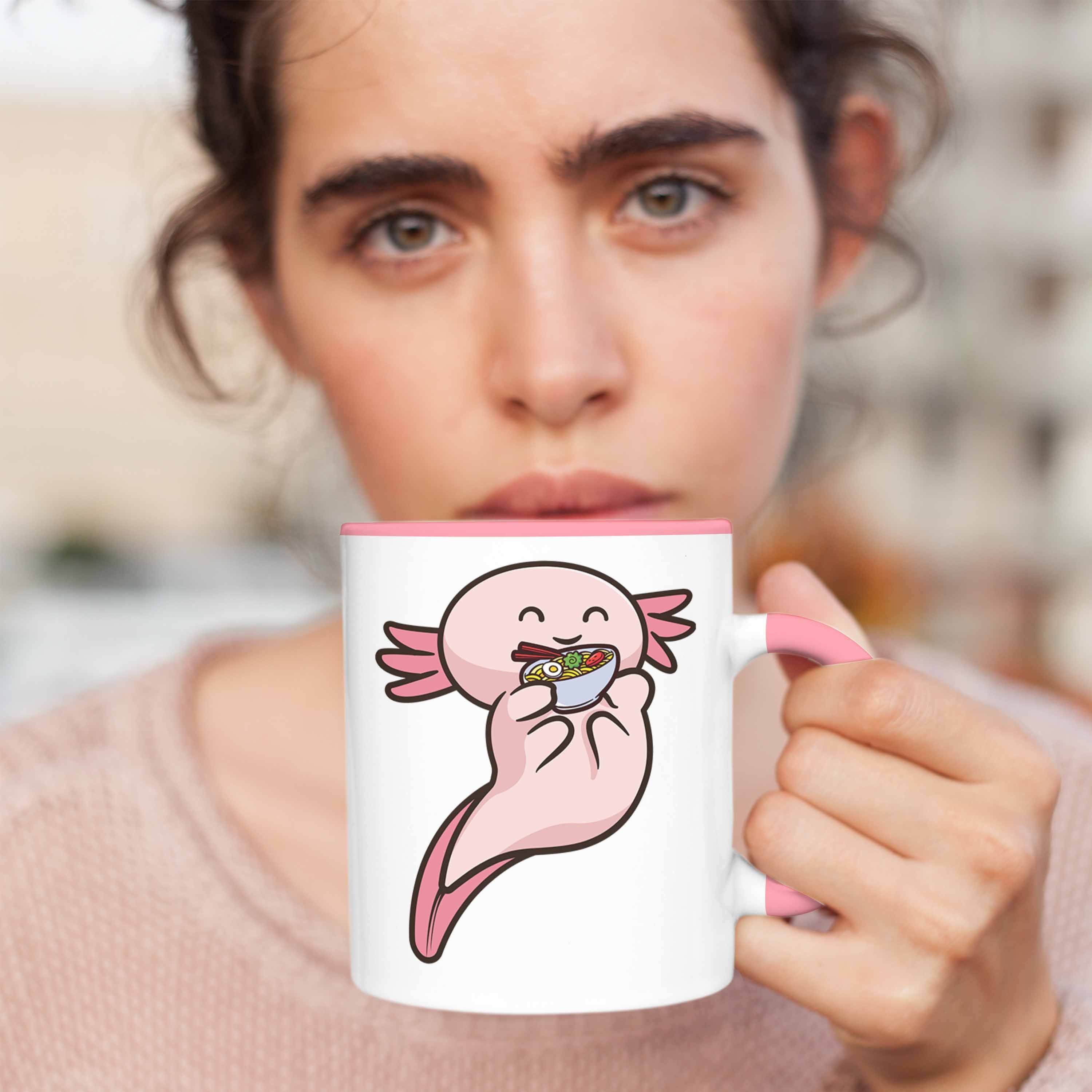 Geschenkidee Schwanzlurch Trendation Ramen - Tasse Axolotl Rosa Geschenk Tiere Tasse Grafik Trendation Lustig