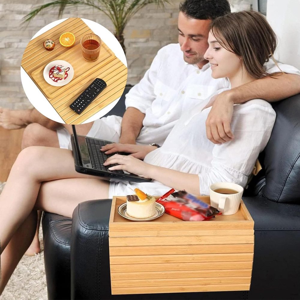 TUWENA Tablett Sofa Armlehne Tablett, Rutsch faltbar Sofatisch Couch Getränkehalter, Serviertablett, Küchentablett