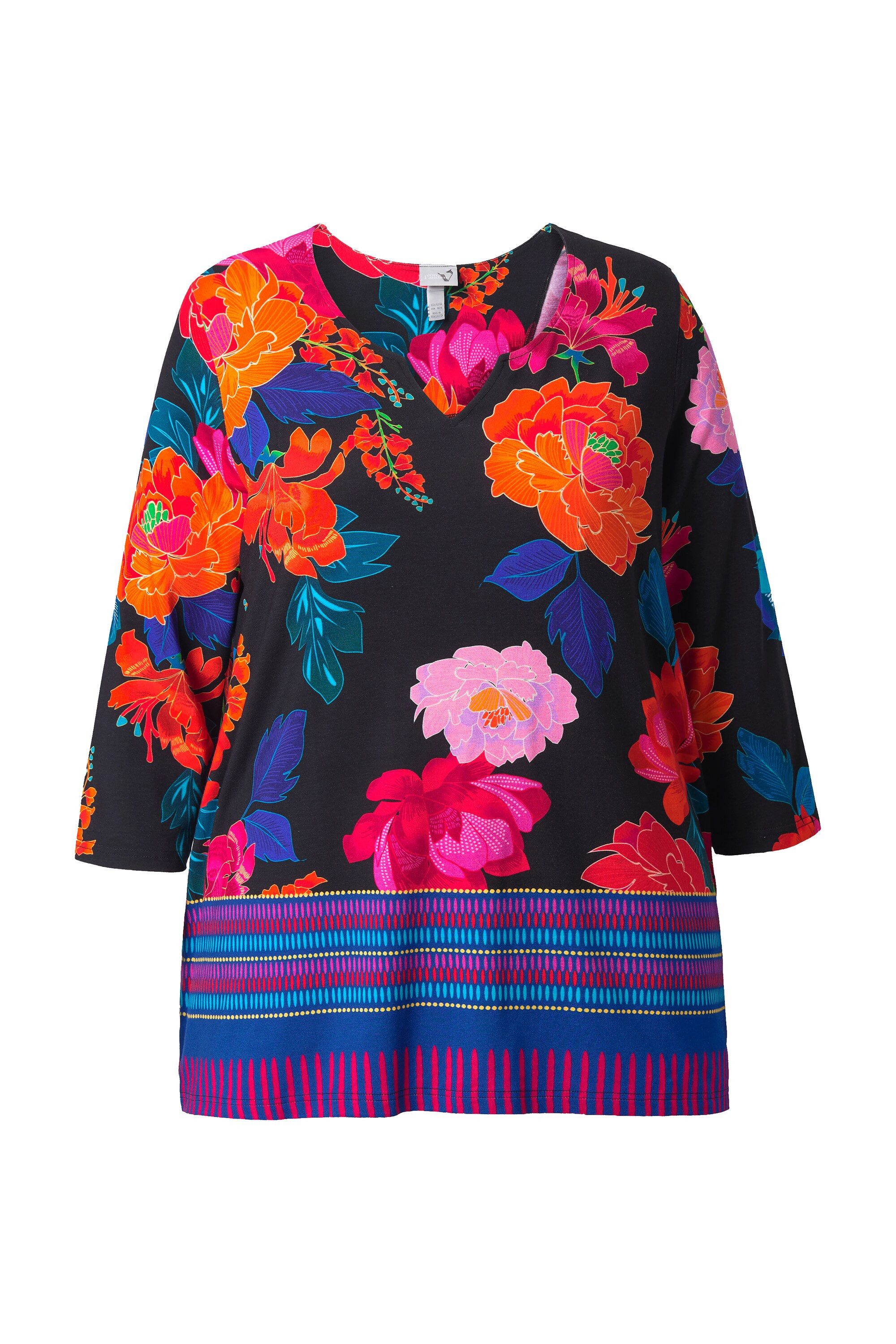 Ulla Popken T-Shirt Shirt Landhausdruck A-Linie günstig online kaufen