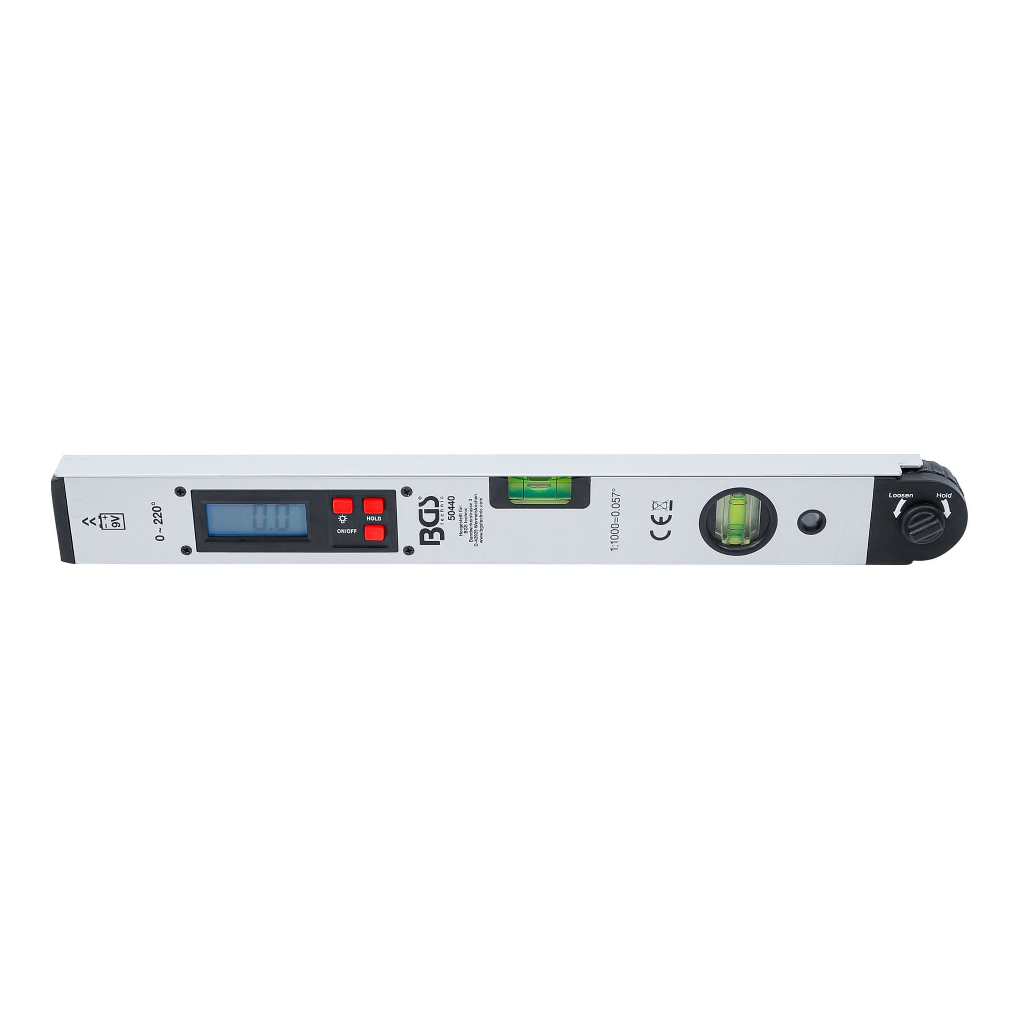BGS technic Wasserwaage BGS Digitaler LCD-Winkelmesser mit Wasserwaage 450 mm