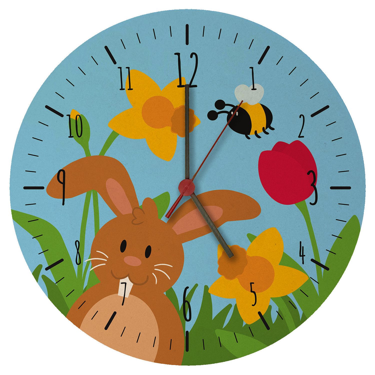 Wanduhr Frühling und Hasen Wanduhr aus MDF zu Ostern