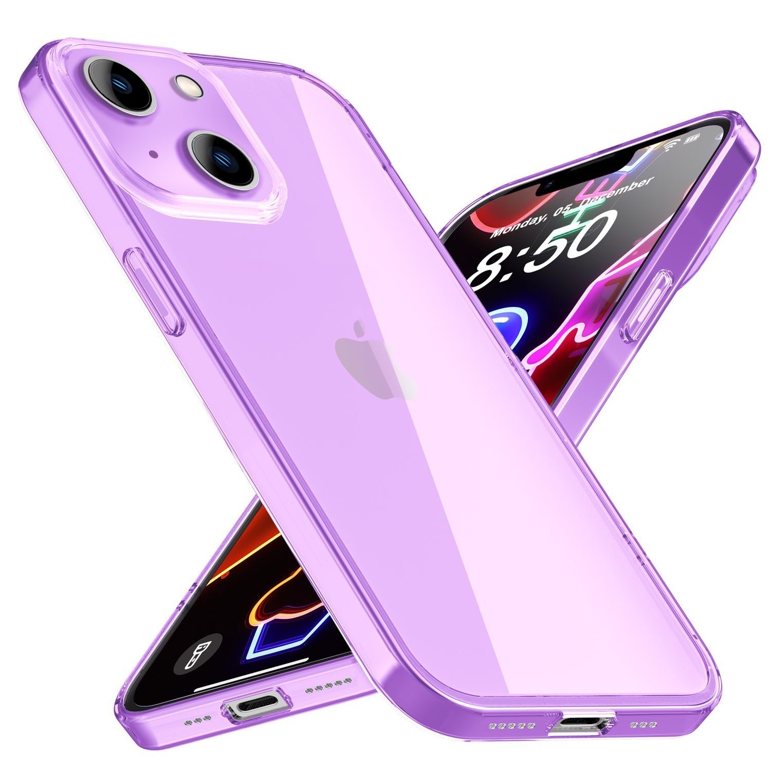 Nalia Smartphone-Hülle Apple iPhone 14 Plus 17 cm (6,7 Zoll), Klare Neon Silikon Hülle / Bunt Leuchtend / Durchsichtig / Flexibel