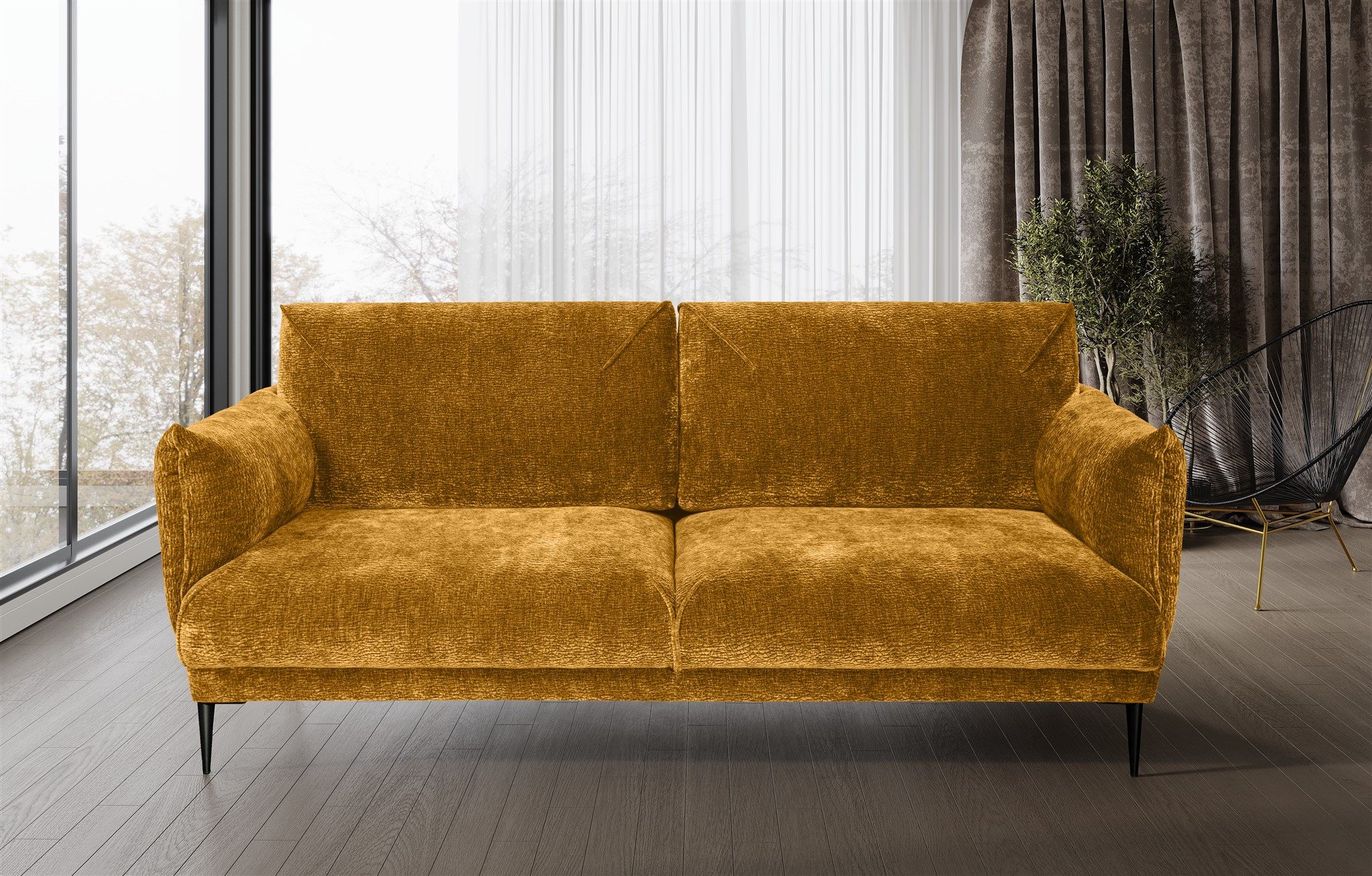 Fun Möbel 2-Sitzer Sofa Designersofa MADISON 2-Sitzer Stoff, Rücken echt bezogen