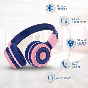 SIMOLIO Bluetooth Faltbare Kabellose mit 75dB / 85dB / 94dB Volume Limit Kinder-Kopfhörer (Genießen Sie kristallklaren Sound mit hochwertigen Lautsprechern für Musikliebhaber., mit Lautstärke begrenzt, mit Bluetooth und Kabel für Jugentliche)