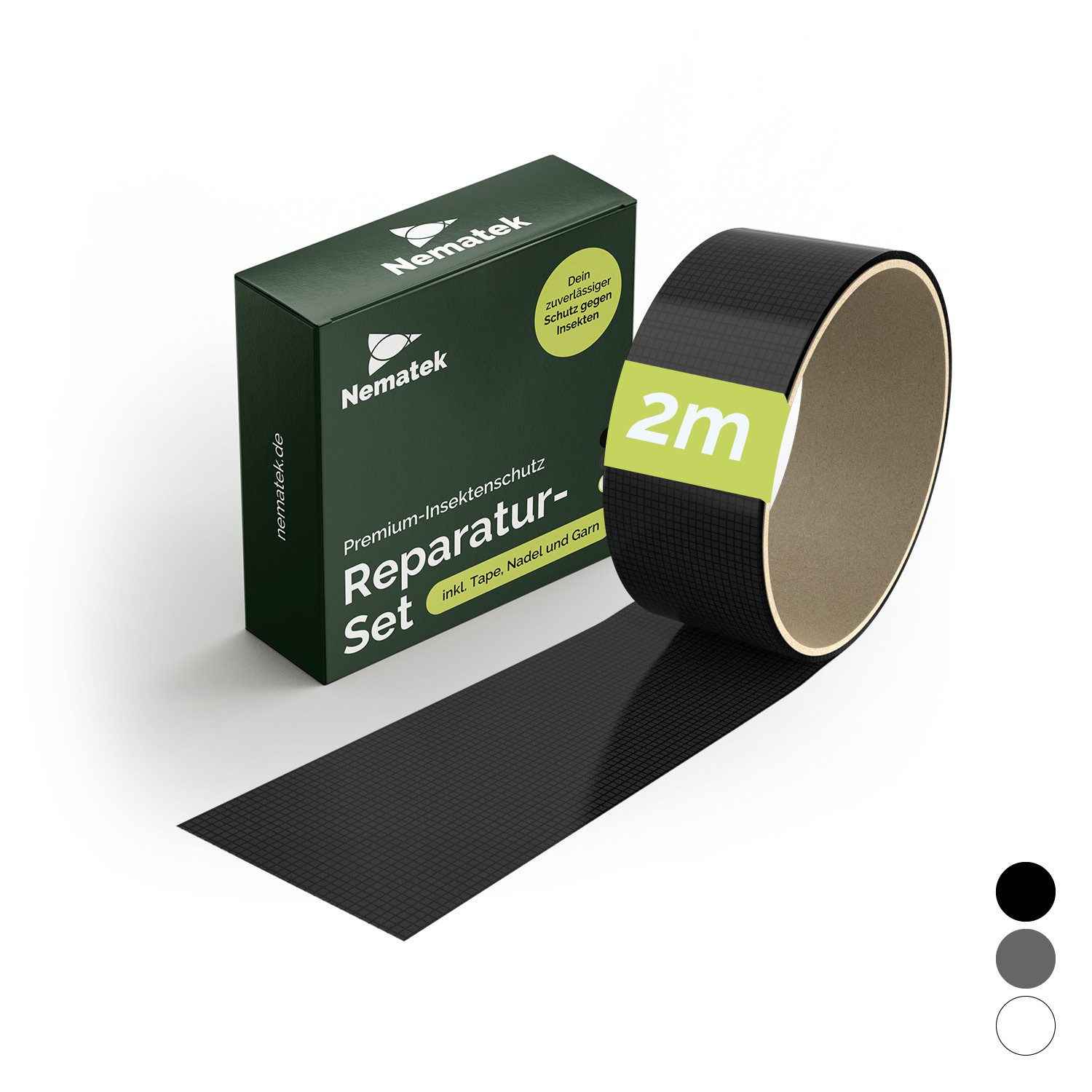 Nematek Insektenschutz-Fensterrahmen Reparatur-Set für Insektenschutzgewebe 4,5 x 200cm Reparatur Klebeband