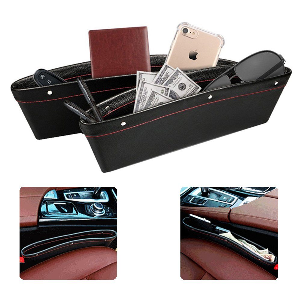 Bolwins Organizer L06C Autositz Lücke Aufbewahrung Box Ablagefach Handy Organizer Halter (Set, Aufbewahrungstasche für Sitzlücke), einfache Montage, universell passend