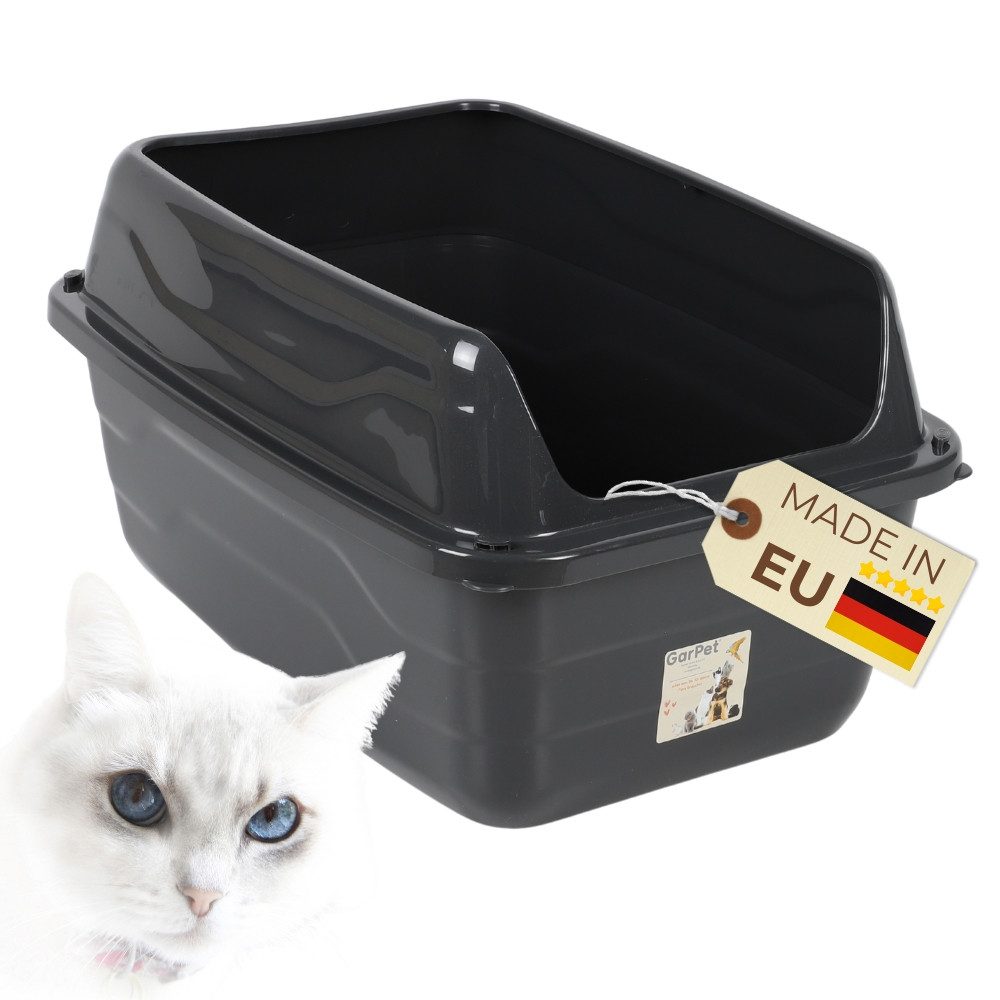 GarPet Katzentoilette Offene Katzentoilette mit hohem Rand – XXL Schalentoilette extra hoch