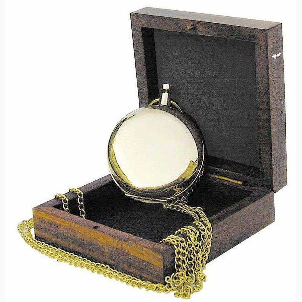 Linoows Dekoobjekt Kompass, Taschenuhren in In edler einer Box, Magnetkompass Holzbox