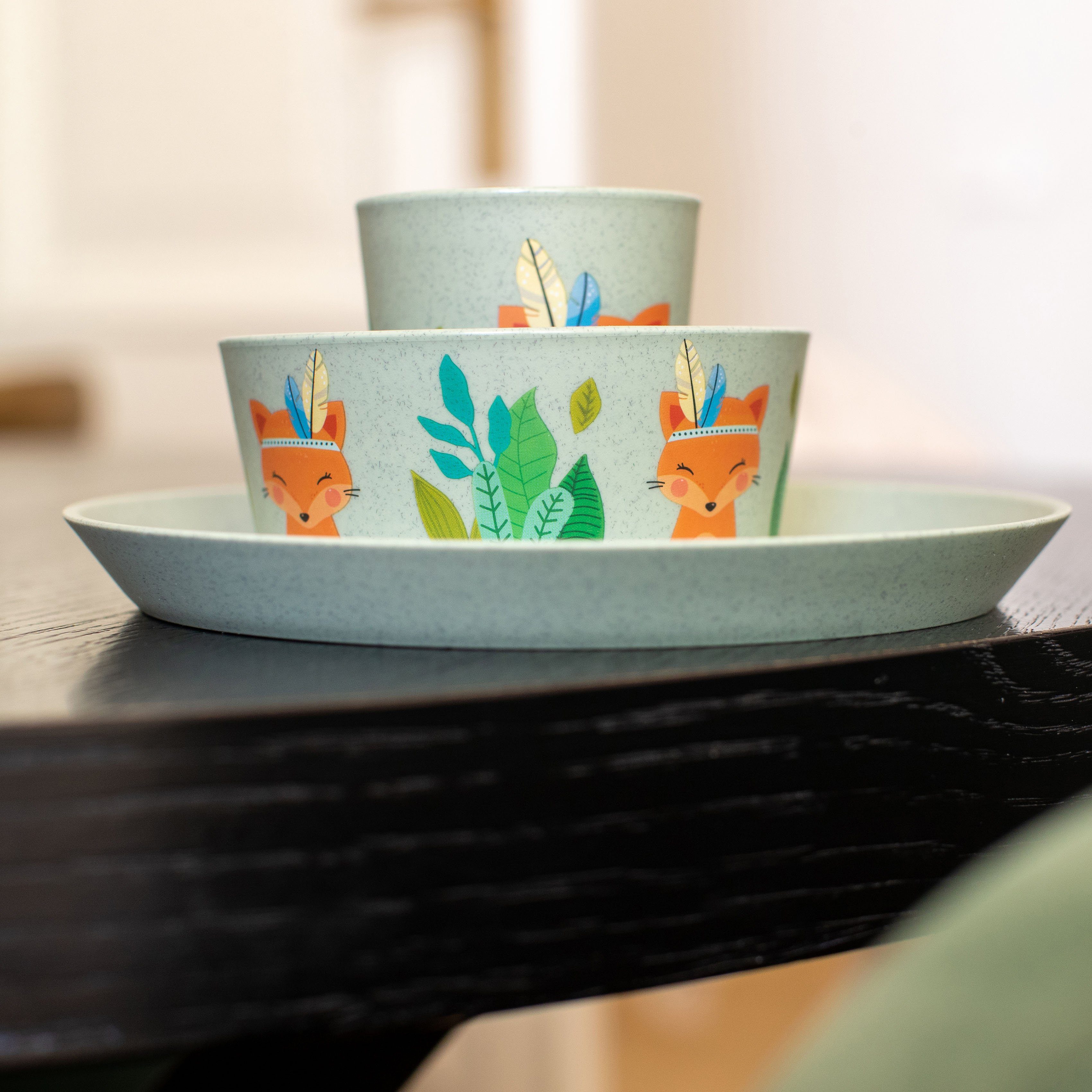 KOZIOL Kindergeschirr-Set 3er-Set Kleiner Teller + Schale + Becher CONNECT HARRY (3-tlg), 1 Personen, Kunststoff, Co² neutral produziert, Made in Germany, 3 Teile, für 1 Person