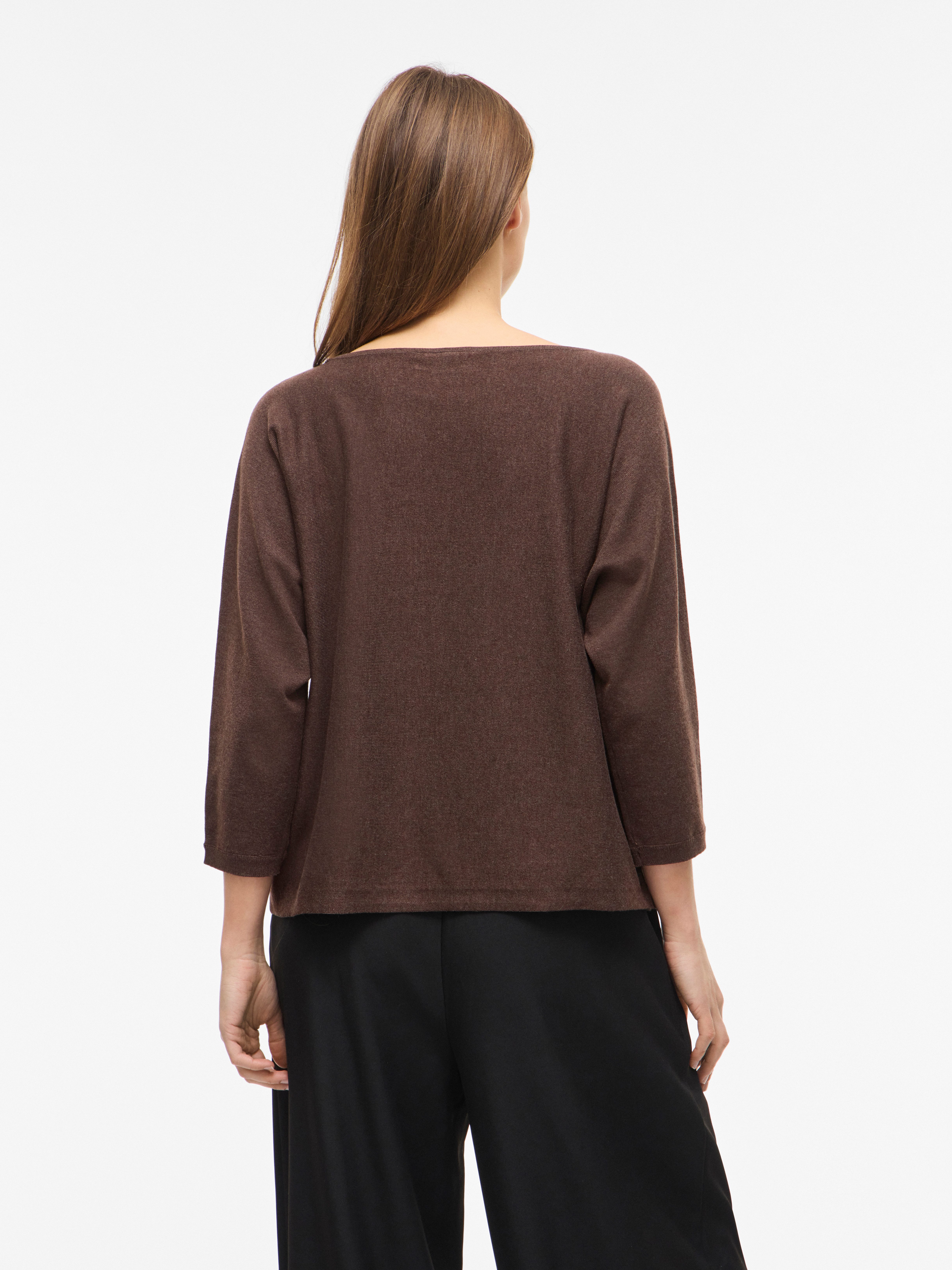Vila 3/4 Arm-Pullover VIMALU BOATNECK 3/4 SLEEVE KNIT TOP-NOOS Materialmix, loose fit