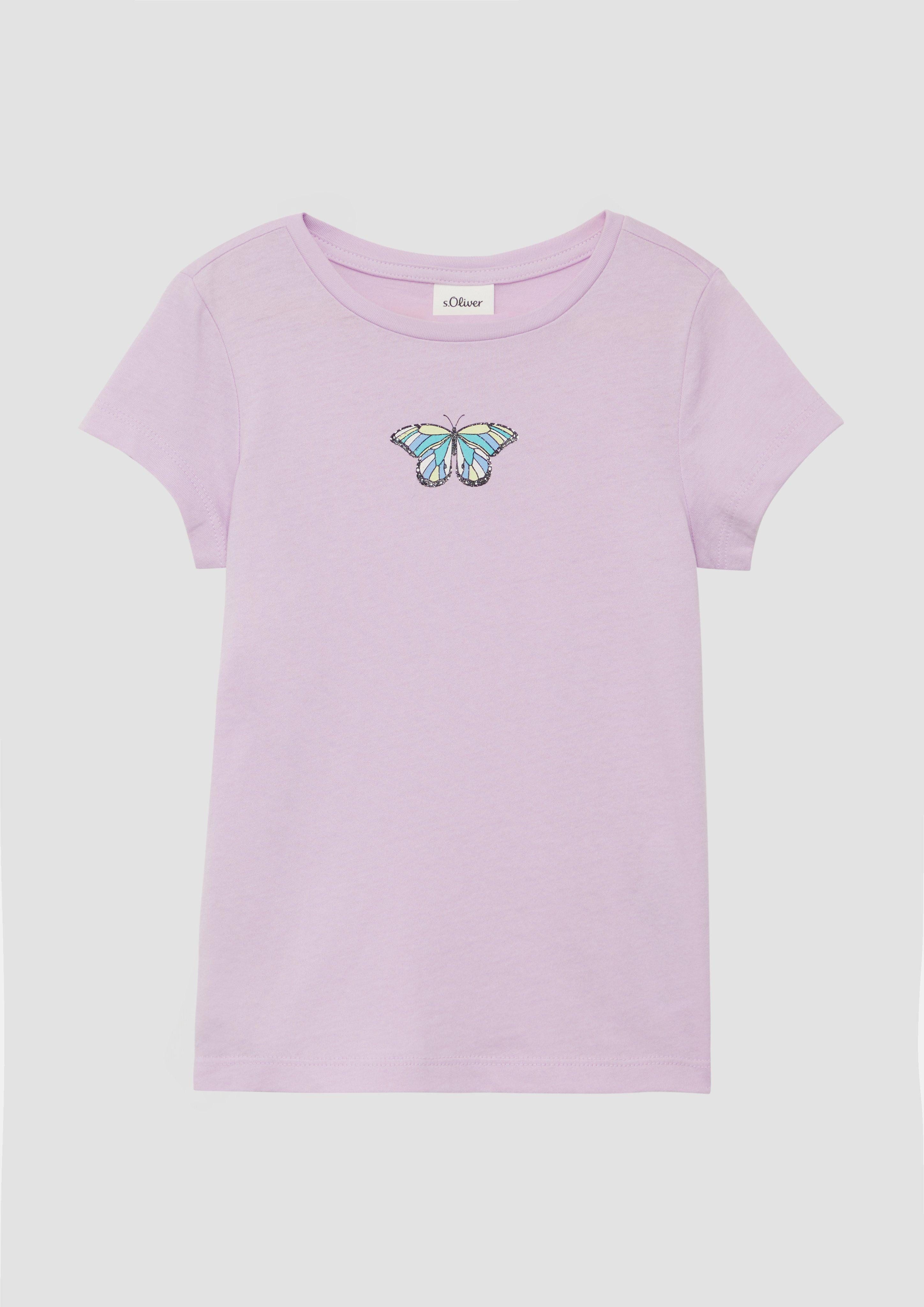 s.Oliver Kurzarmshirt Ausgestelltes T-Shirt mit Printdetail