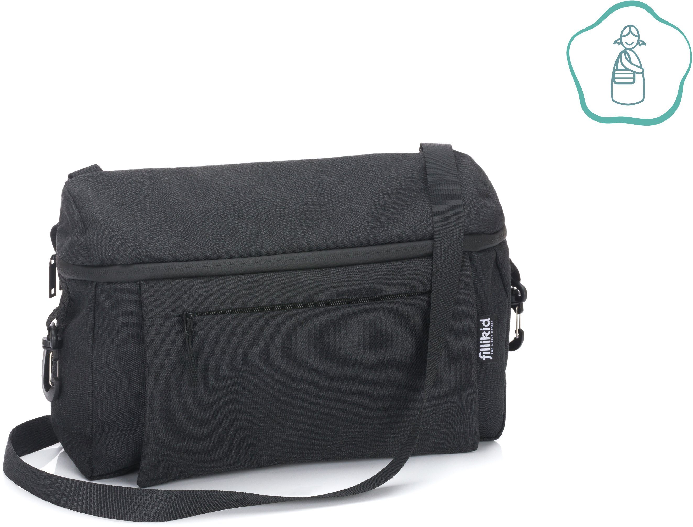 Fillikid Kinderwagen-Tasche Buggy Organizer Sport, schwarz, mit Wickelunterlage