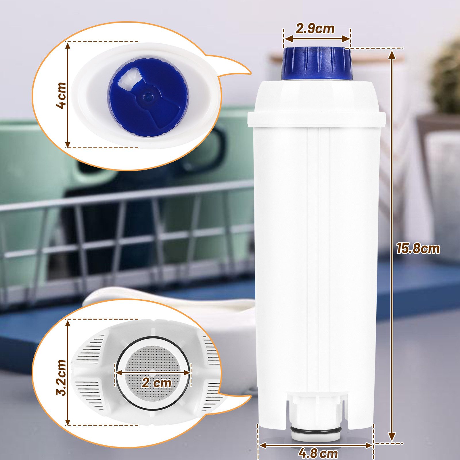 Clanmacy Wasserfilter 2-10x Wasserfilter für Delonghi kompatibel für DLSC002 ECAM ETAM