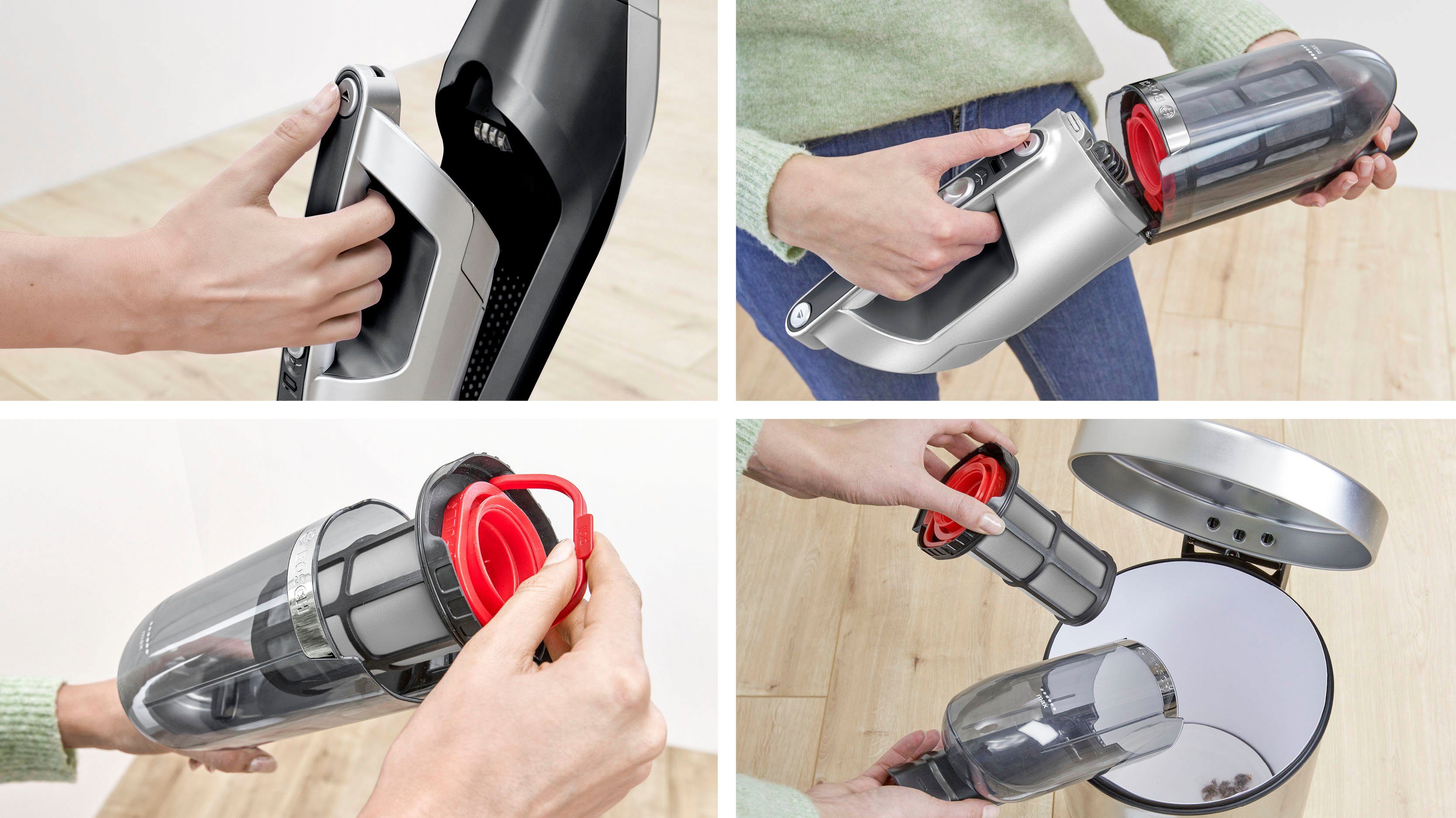 BOSCH Akku-Hand-und integriertes 2 28 Serie mit LED, V, Flexxo Düse Zubehör 4 Stielstaubsauger beutellos, Power Gen BBH3P280