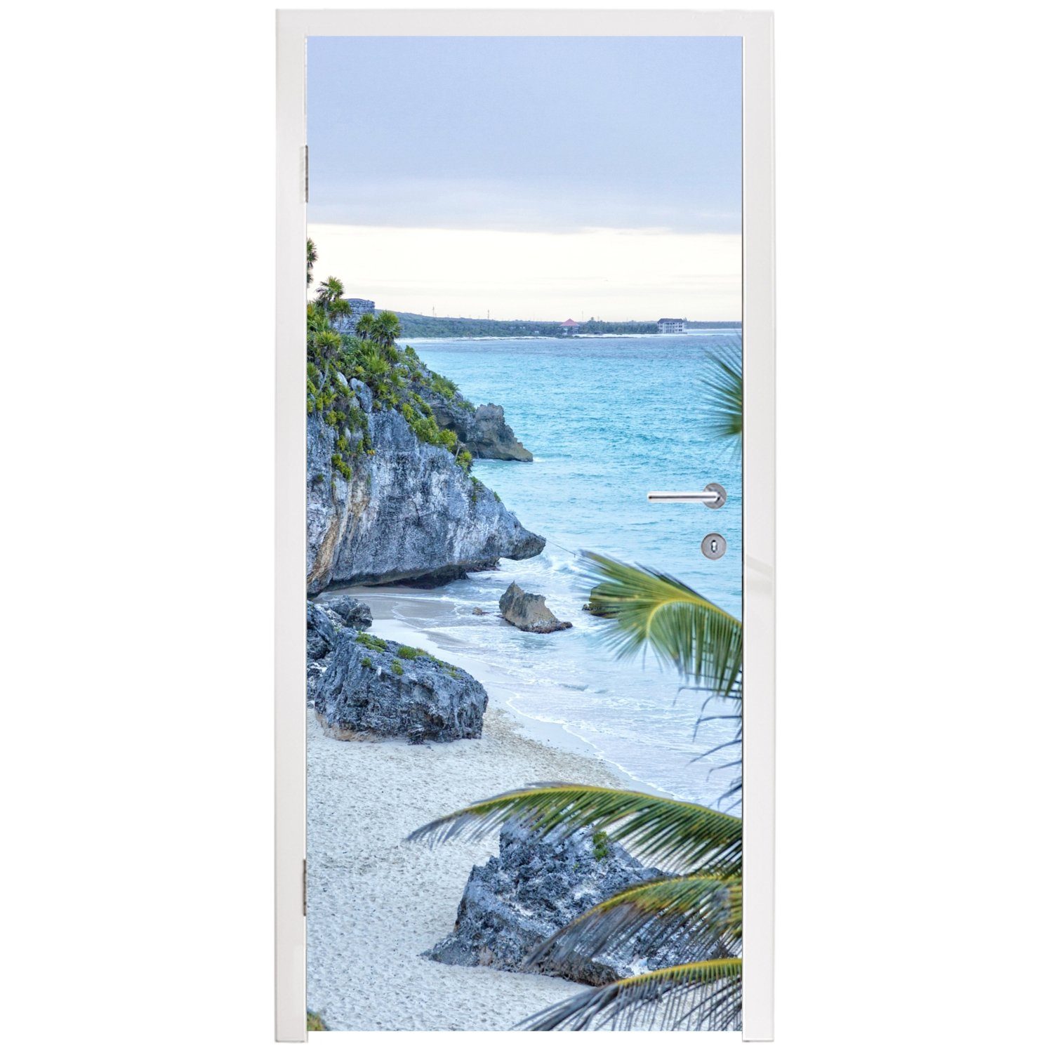 MuchoWow Türtapete Tulum, die alte Meer für Mexiko, St), Fototapete Matt, cm 75x205 Türaufkleber, am Karibischen Hafenstadt in Tür, (1 bedruckt