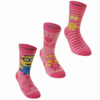 Minions Socken Despicable Me Minions Kinder Socken, 6Stuck/2P Rosa. Minions Socken (Beutel)