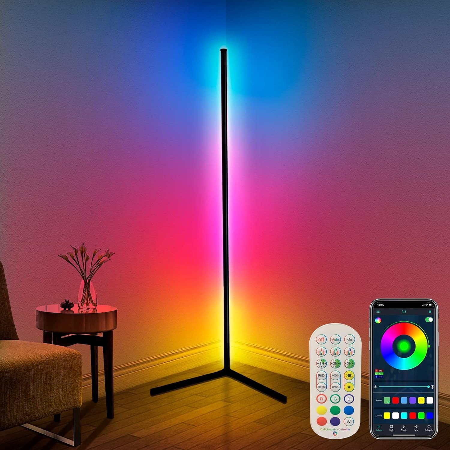 Athlix LED Stehlampe RGB Stehlampe LED 160cm Flur Lampe Farbwechsel Dimmbar günstig online kaufen
