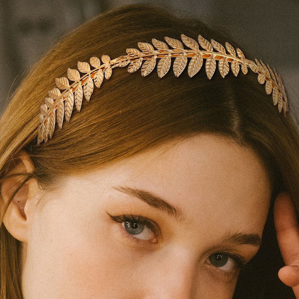 Rouemi Diadem Kopfbedeckung für Frauen, einfache Premium-Blatt-Kopfbedeckung