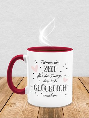 Shirtracer Tasse Nimm dir Zeit für die Dinge, die dich glücklich machen, Keramik, Statement Sprüche