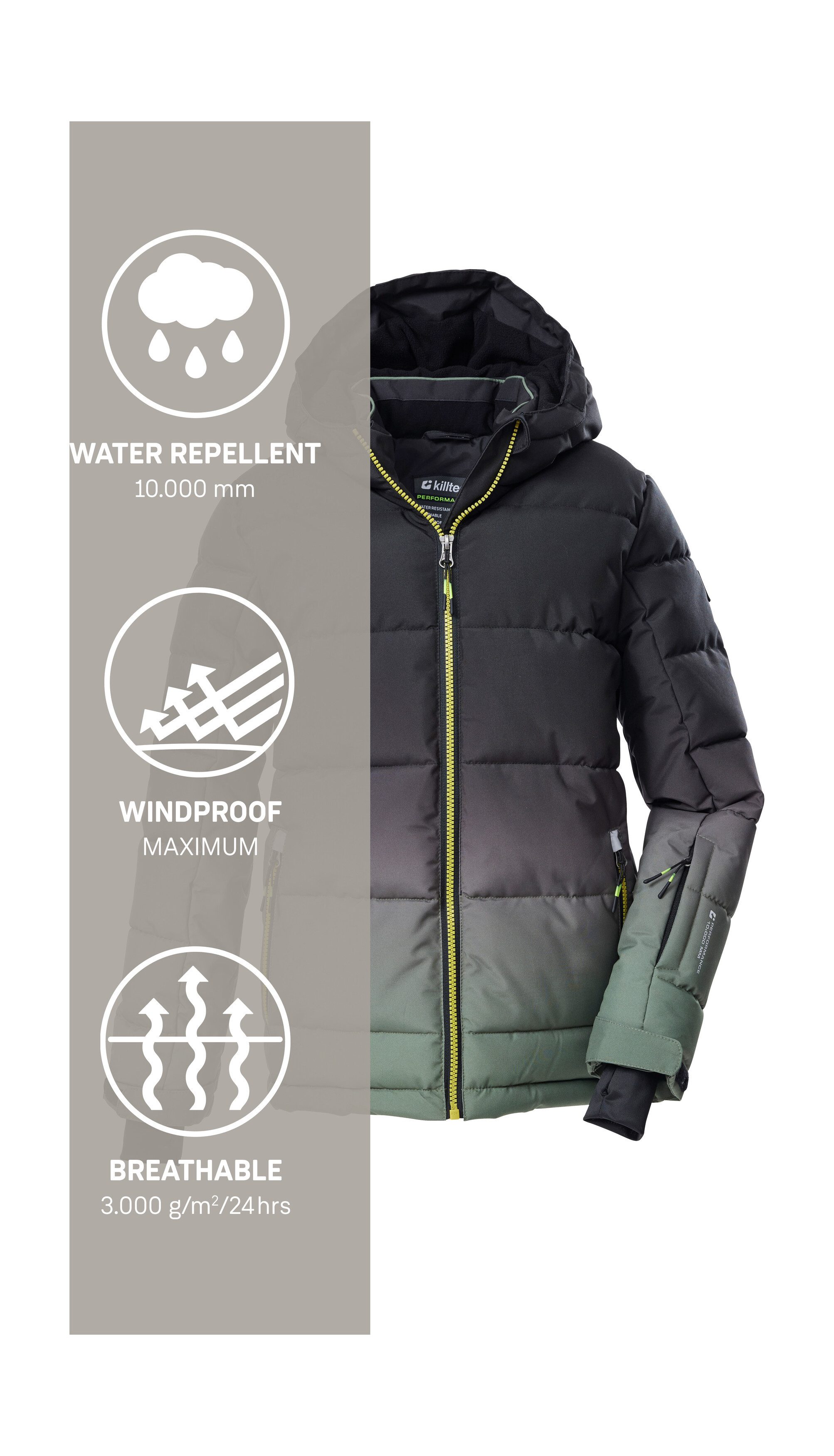 Killtec Skijacke KSW 382 BYS SKI QLTD JCKT Wasserabweisende, winddichte Winterjacke mit regulierbarer Kapuze