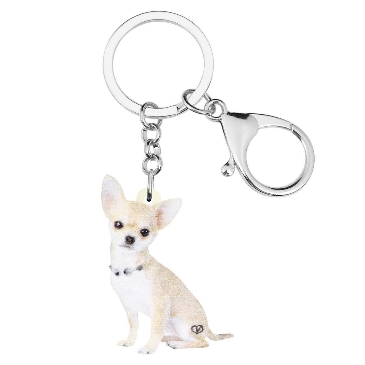 LuxusKollektion Schlüsselanhänger Schlüsselanhänger Chihuahua Acryl Weiß Katzen-Charme